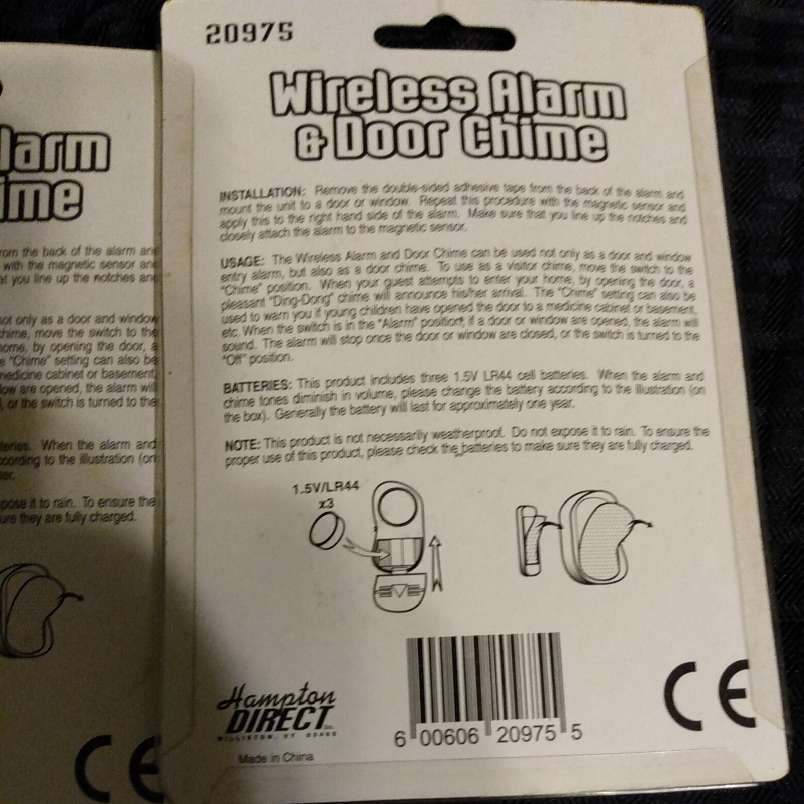 2 New Hampton Wireless Home Security Alarm and Door Chime Battery operated