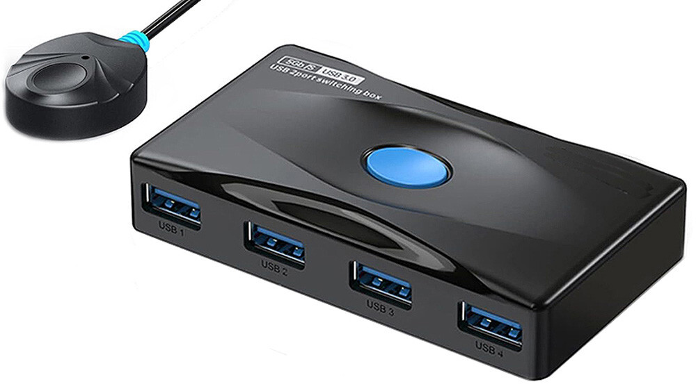 USB 3.0 Device Sharing Switch With 2 Of USB 3.0 Inputs And 4 Of USB 3.0 Outputs