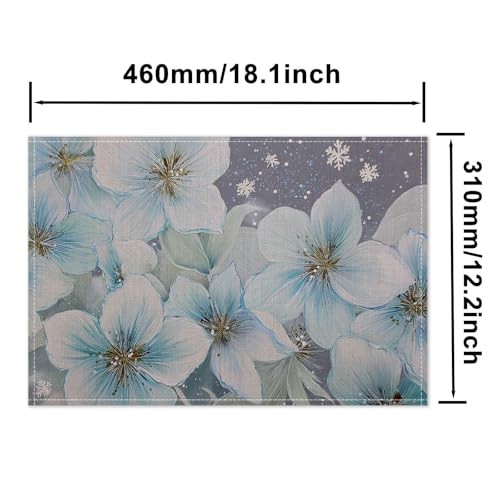 Placemats Set of 4 12×18 inch Blue Floral Table Mats for Dining Table Color*13
