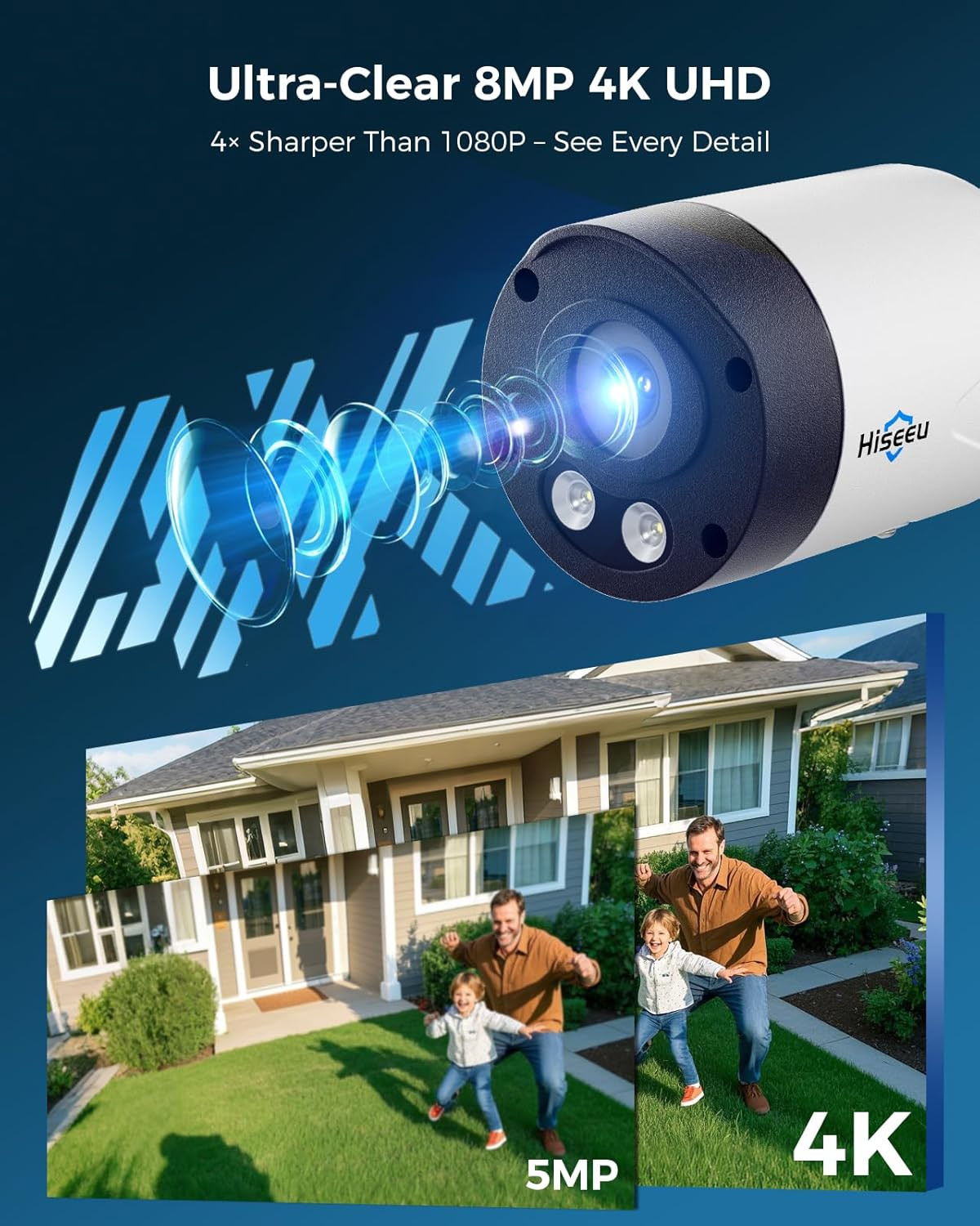 8MP Outdoor Wireless Security Camera System, 10″ Touch Screen NVR, 5G/2.4G Wifi-