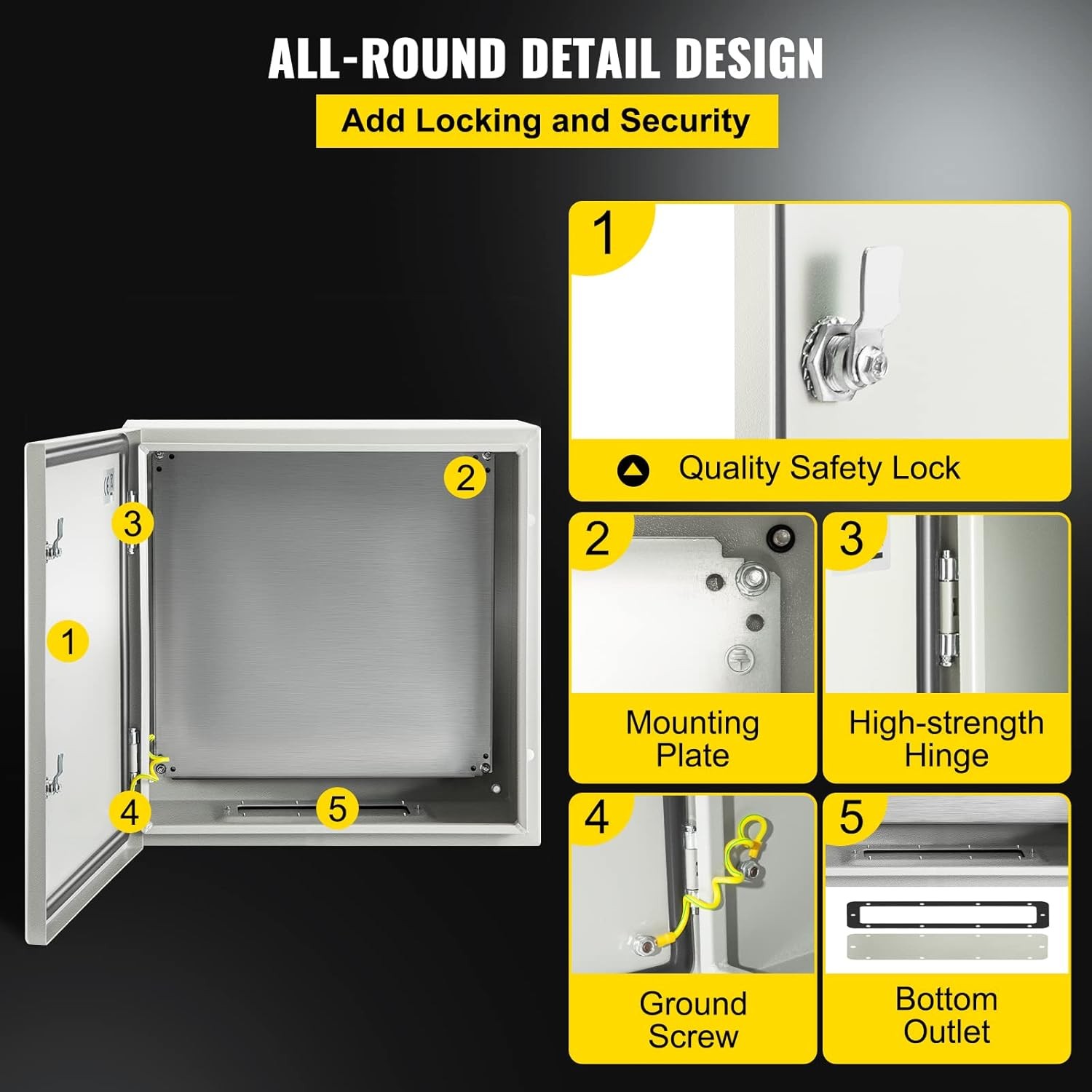VEVOR NEMA Steel Enclosure, 24 x 24 x 12” 4X 24 x 24 x 12, Grey