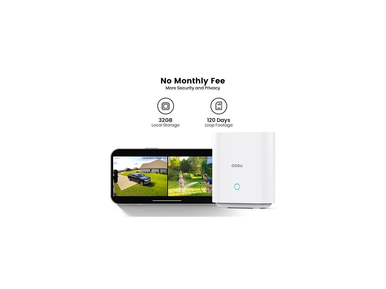 Aosu SolarCam D1 Classic 2K Outdoor PTZ Wi-Fi Turret Night Vision 2-Camera Kit w