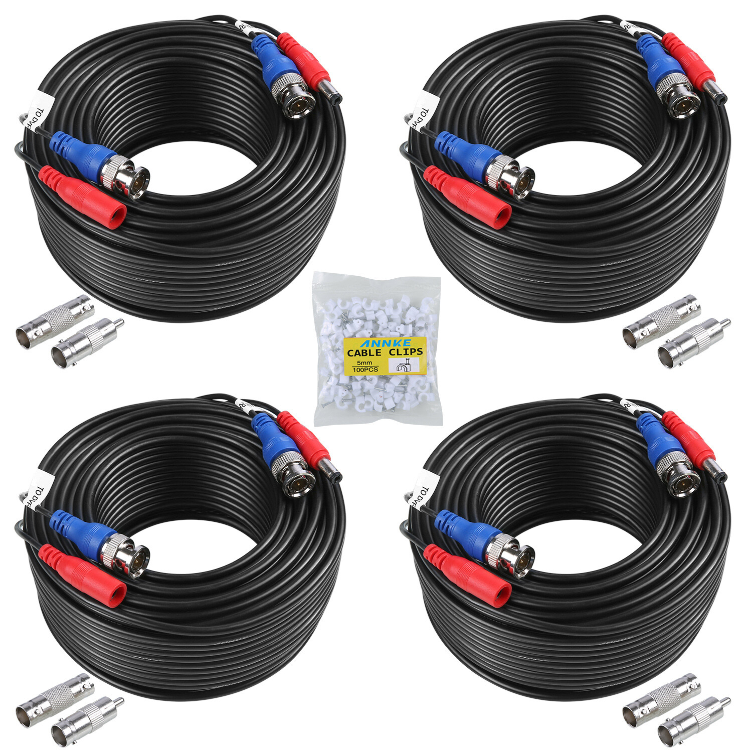 ANNKE 4x100ft Video Power BNC Cable for CCTV Security Camera System Extend Wire