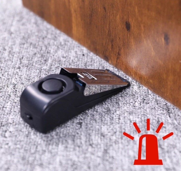 LOT OF 3 120dB Anti-theft Burglar Stop Security Wedge Shaped Door Stop Alarm
