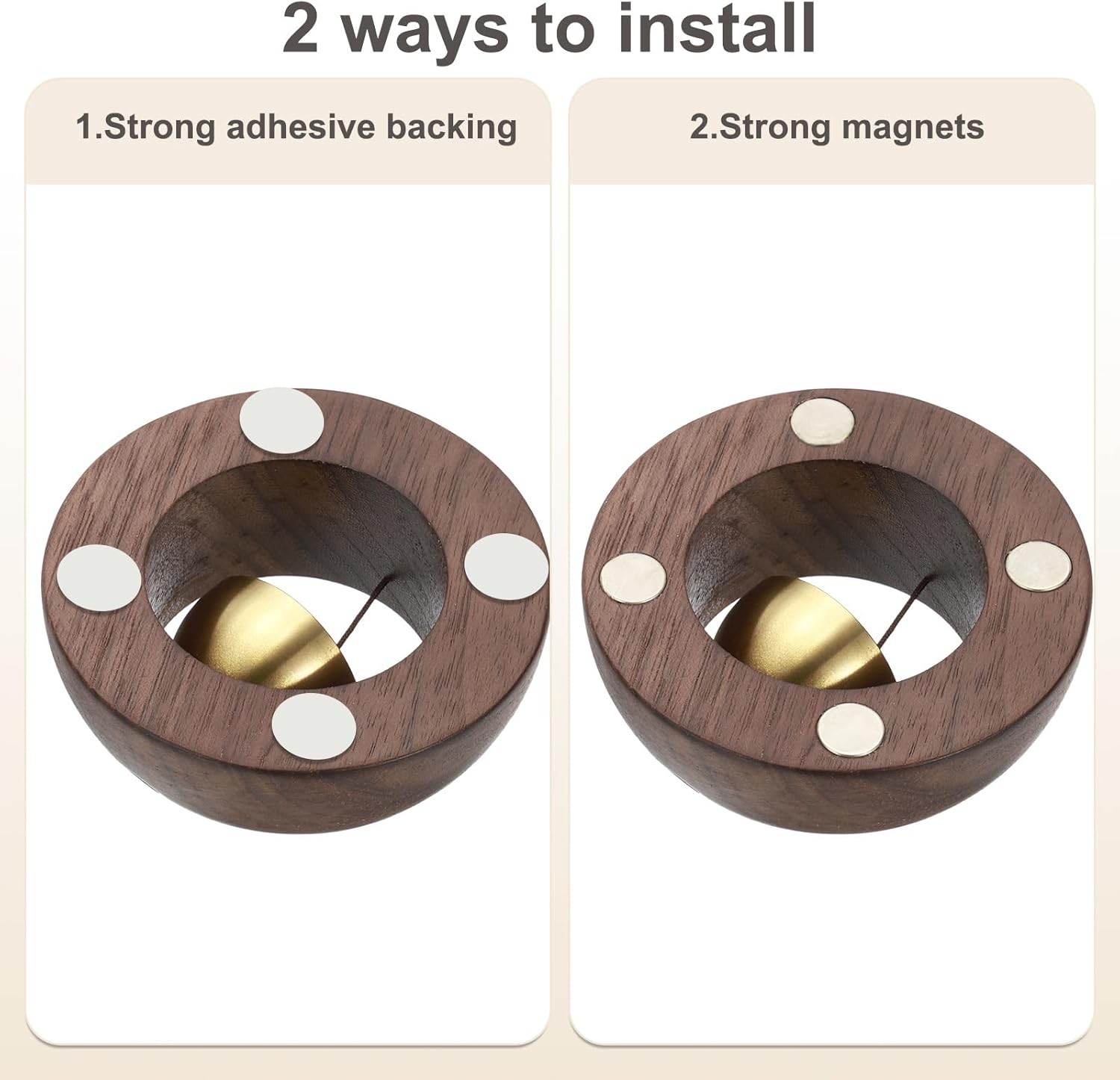 PATIKIL Shopkeepers Bell, Wood Door Chime Hanging Magnetic Bell Brown