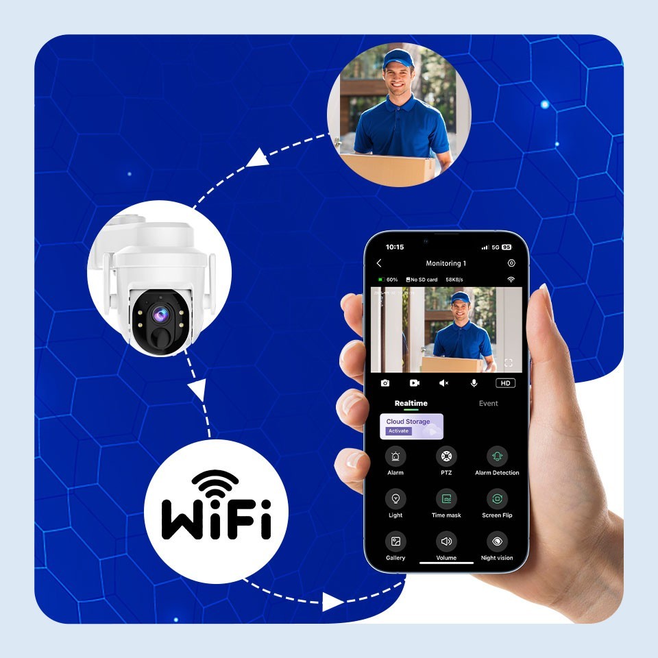 2K Solar Battery Security Camera System 360° Pan/Tilt WiFi Smart Home Security