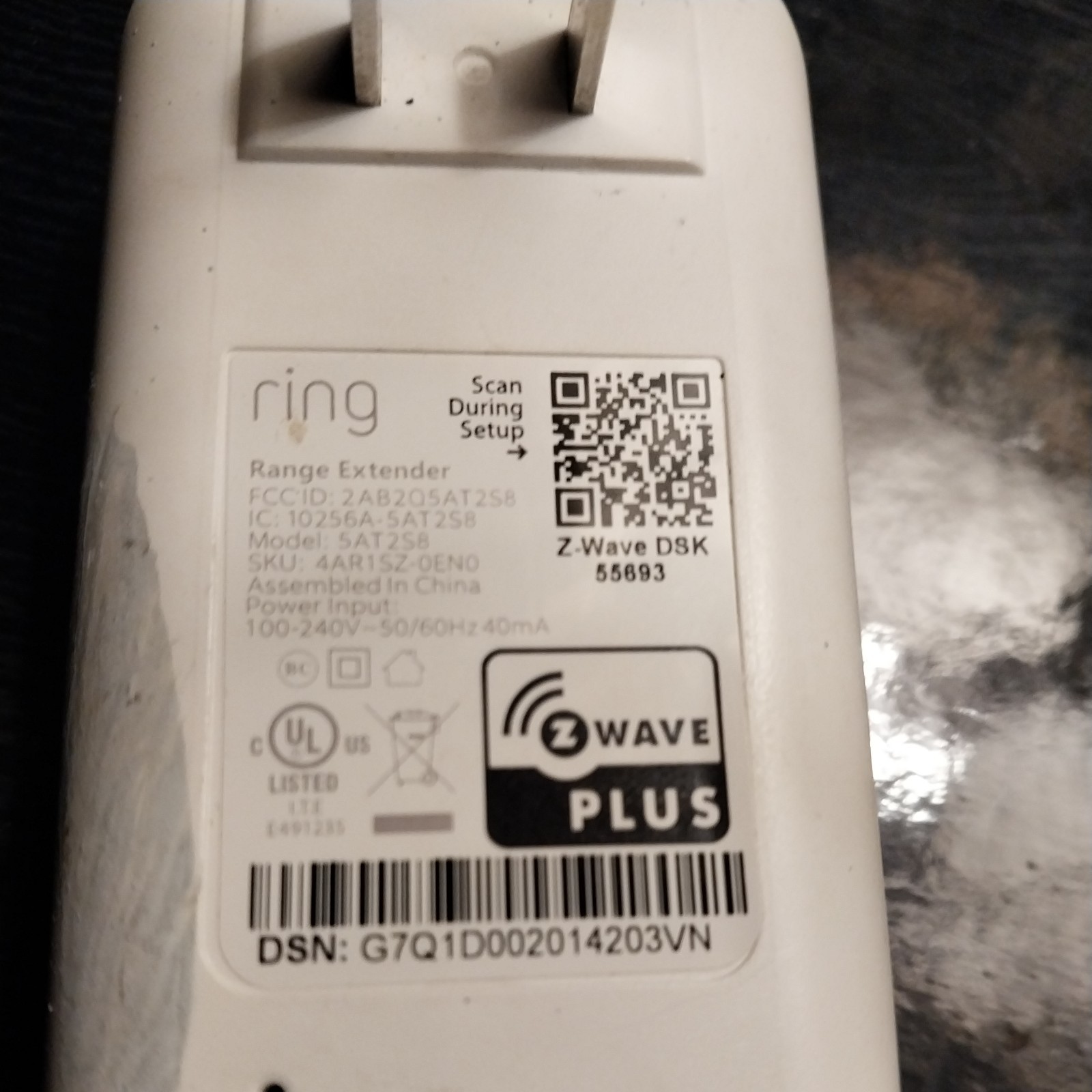 Ring Alarm Security System Range Extender 5AT2S8 Works USED Wall Plug In VG+