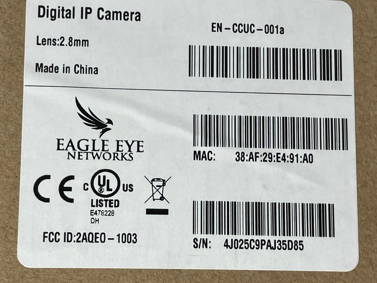 Eagle Eye EN-CCUC-001A CameraManager Cloud Camera Surveillance Wi-Fi NEW