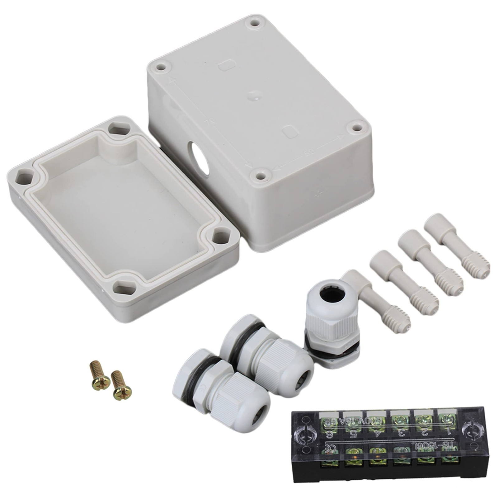 RDEXP White Gray Plastic Waterproof 6 Position 3.74×2.55×2.16″, white