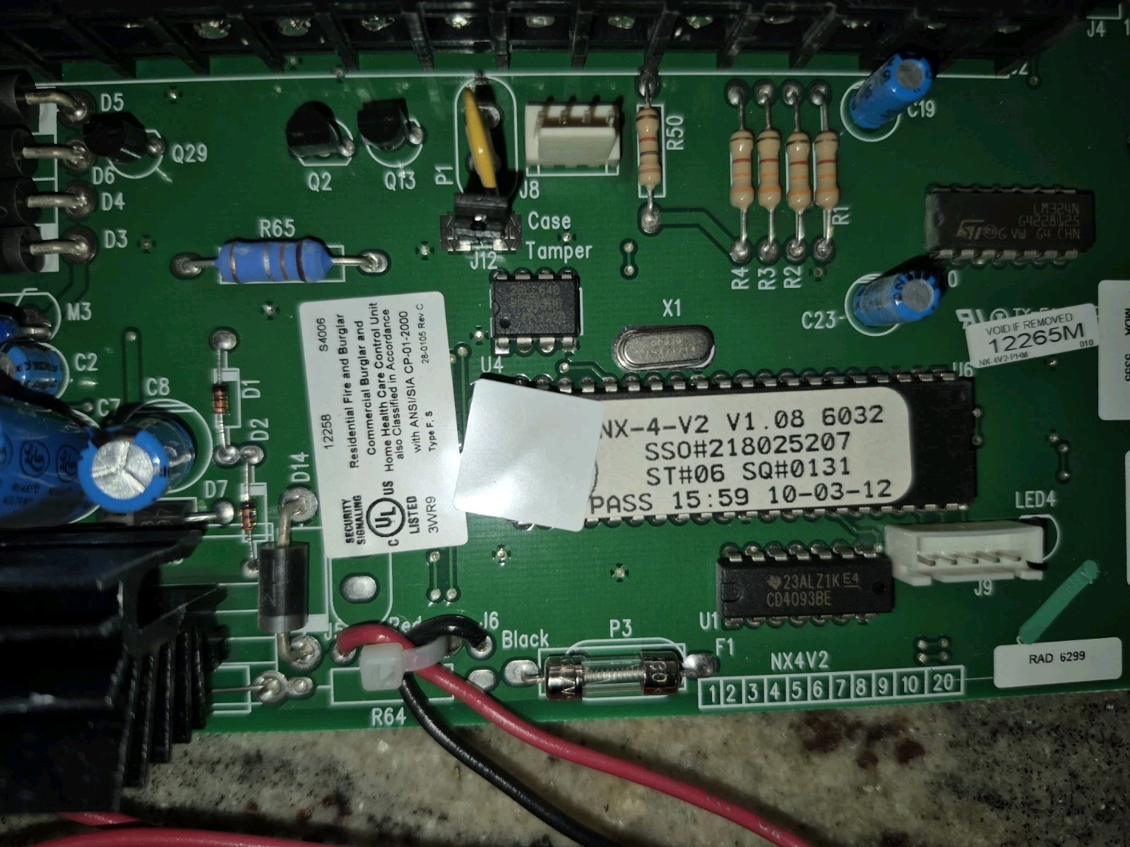 Interlogix NX-4-V2 .08 6032 Security System Controlboard & Plug In Transformer