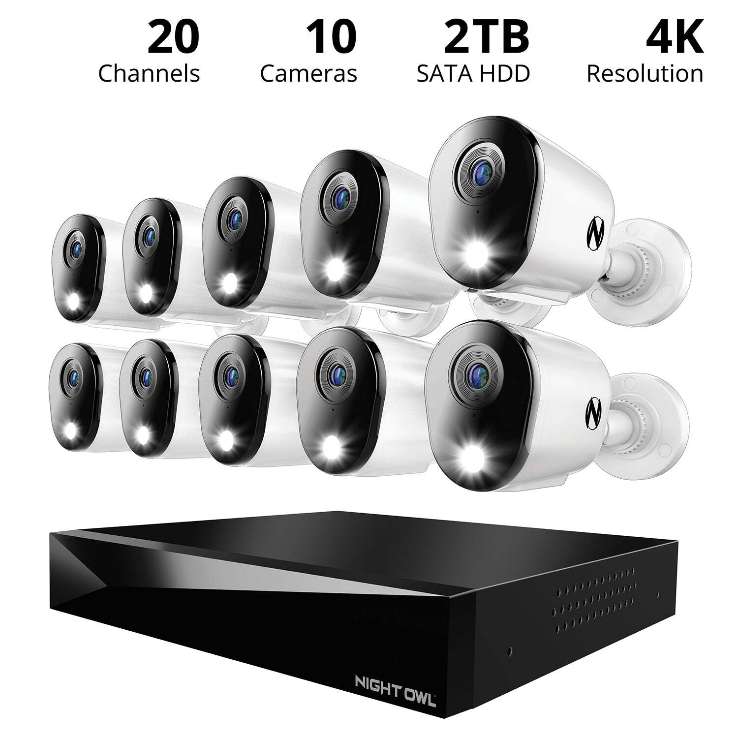 2-Way Audio 20 Channel DVR Security System with 2TB Hard Drive and 10 Wired 4K D