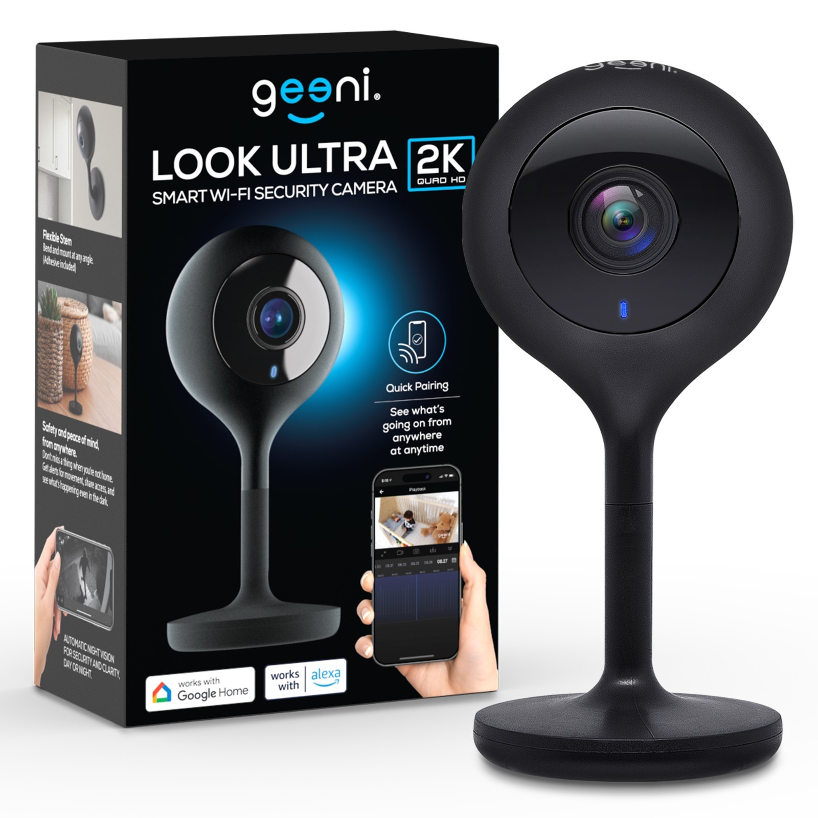 Geeni Look Ultra 2K 4MP WiFi Indoor Camera 2-Way Audio Night Vision