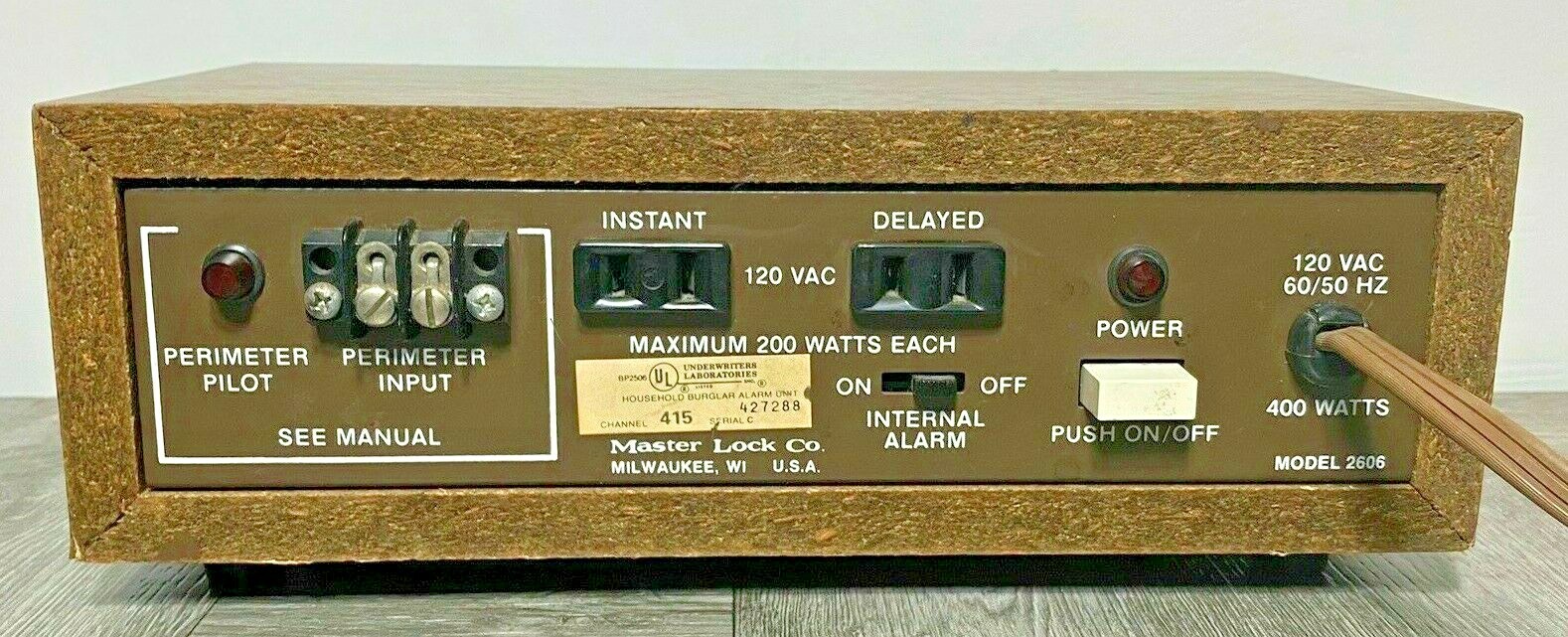 Master Lock Model 2606 Household Burglary Warning System Control Unit Burglar Al