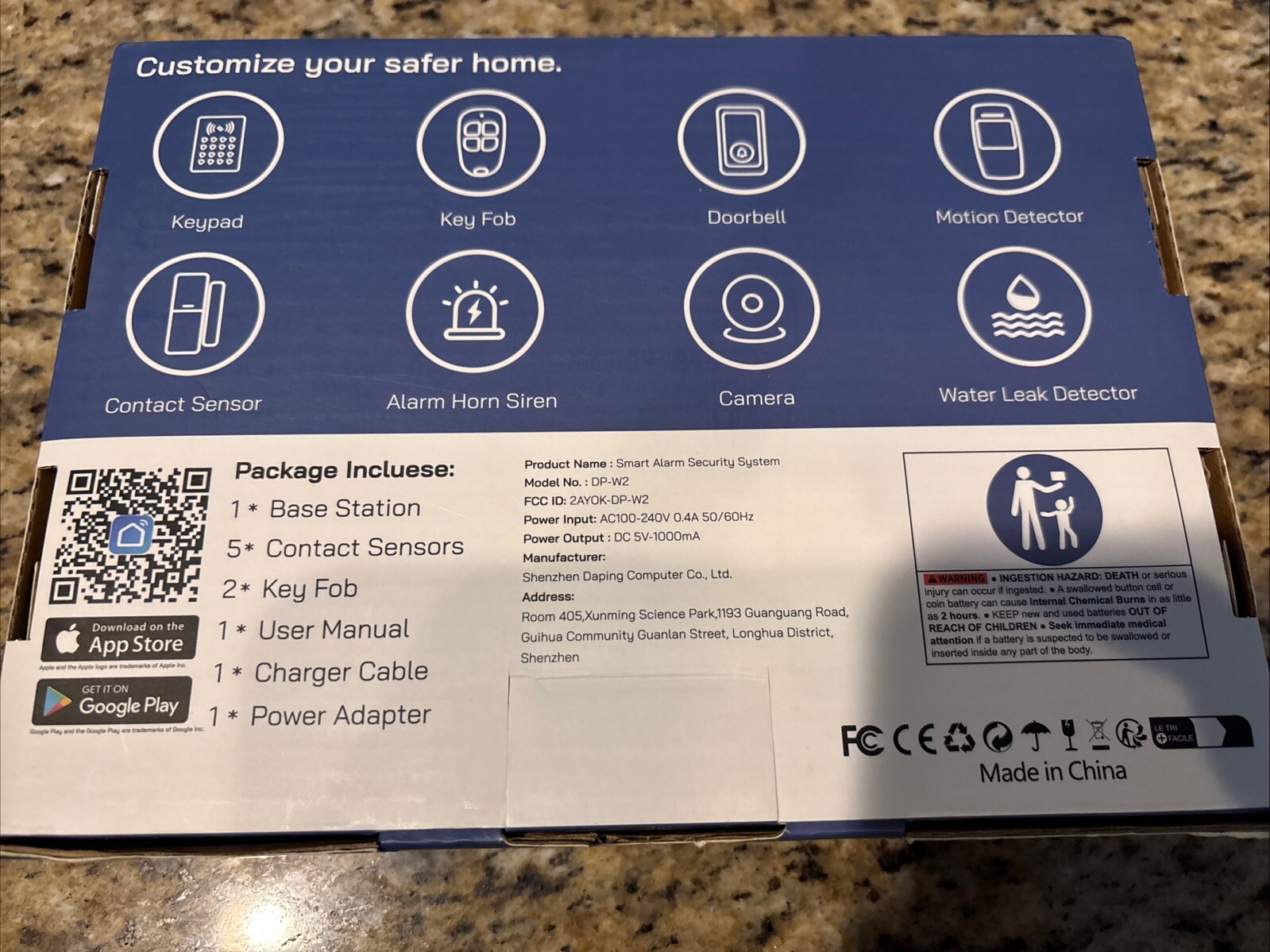 Tolviviov DP-W2 Smart Home Alarm Security System White Wireless (8-Piece Kit)