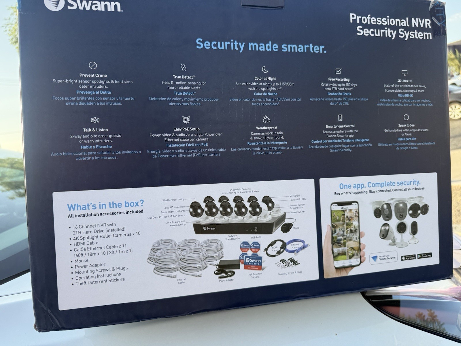 Swann 4K 16-Channel NVR System w/10 Cameras 2TB Wired Night Vision Audio
