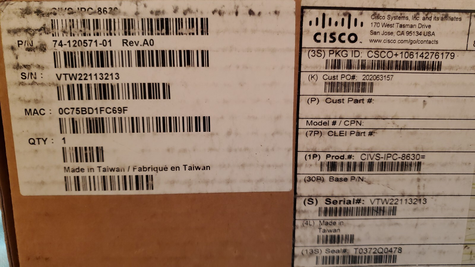 New Cisco CIVS-IPC-8630 Dome 1080p IP Outdoor surveillance Camera, WDR Pro