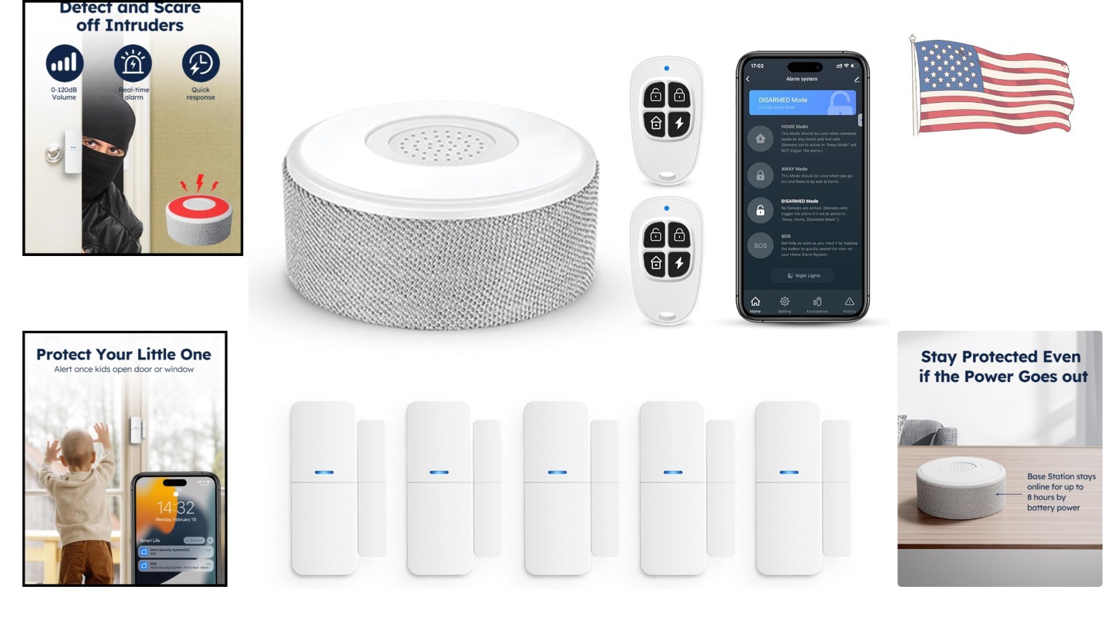 Wireless DIY Smart Home Security System – 8 Sensors, App Alerts & Battery Backup