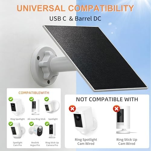 Morkianum 5W ETFE Solar Panel for Security Camera, DC 5V Outdoor Solar Charger