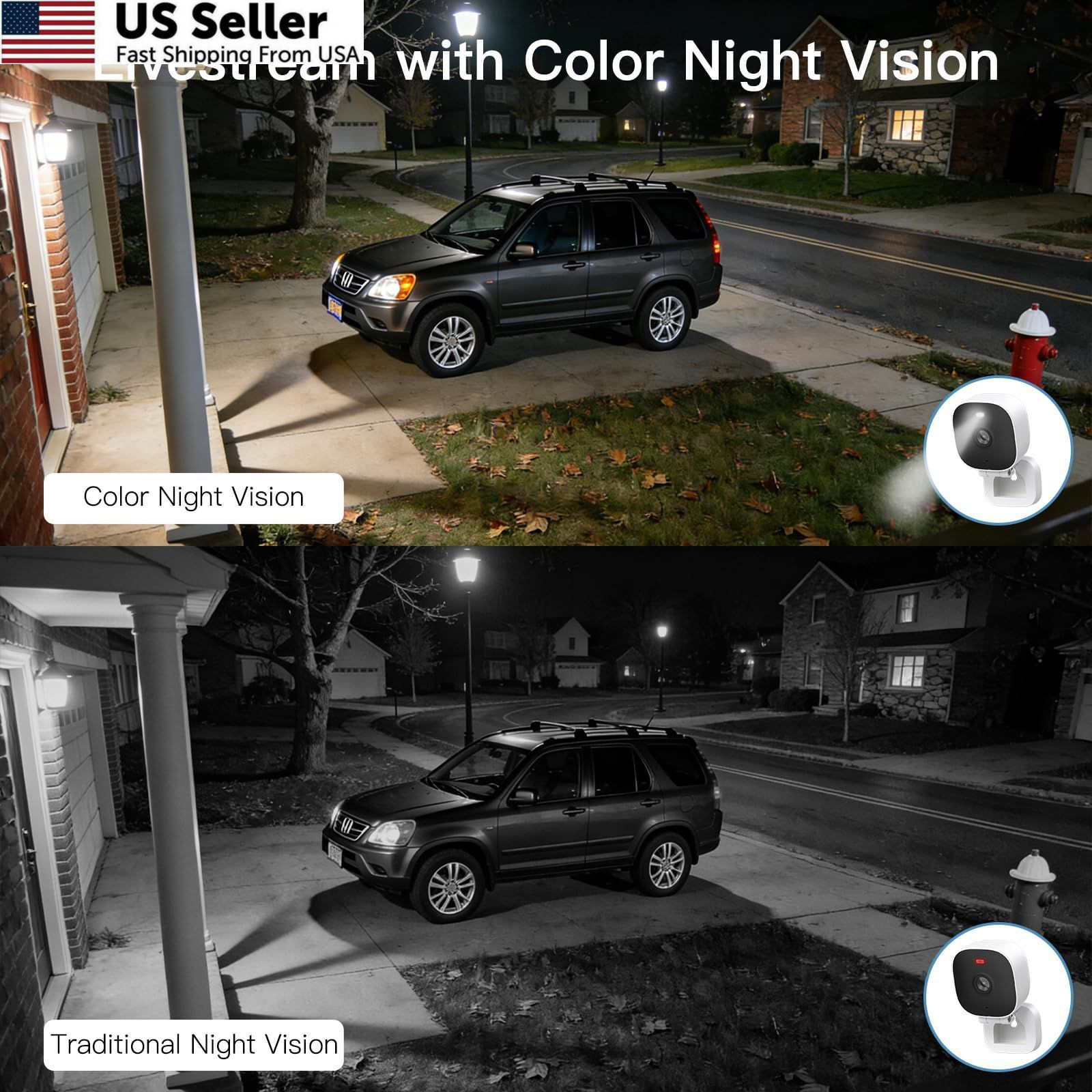 VIMTAG 2.5K Cameras for Home Security 4MP, 2Pack, White,4MP, 2Pack