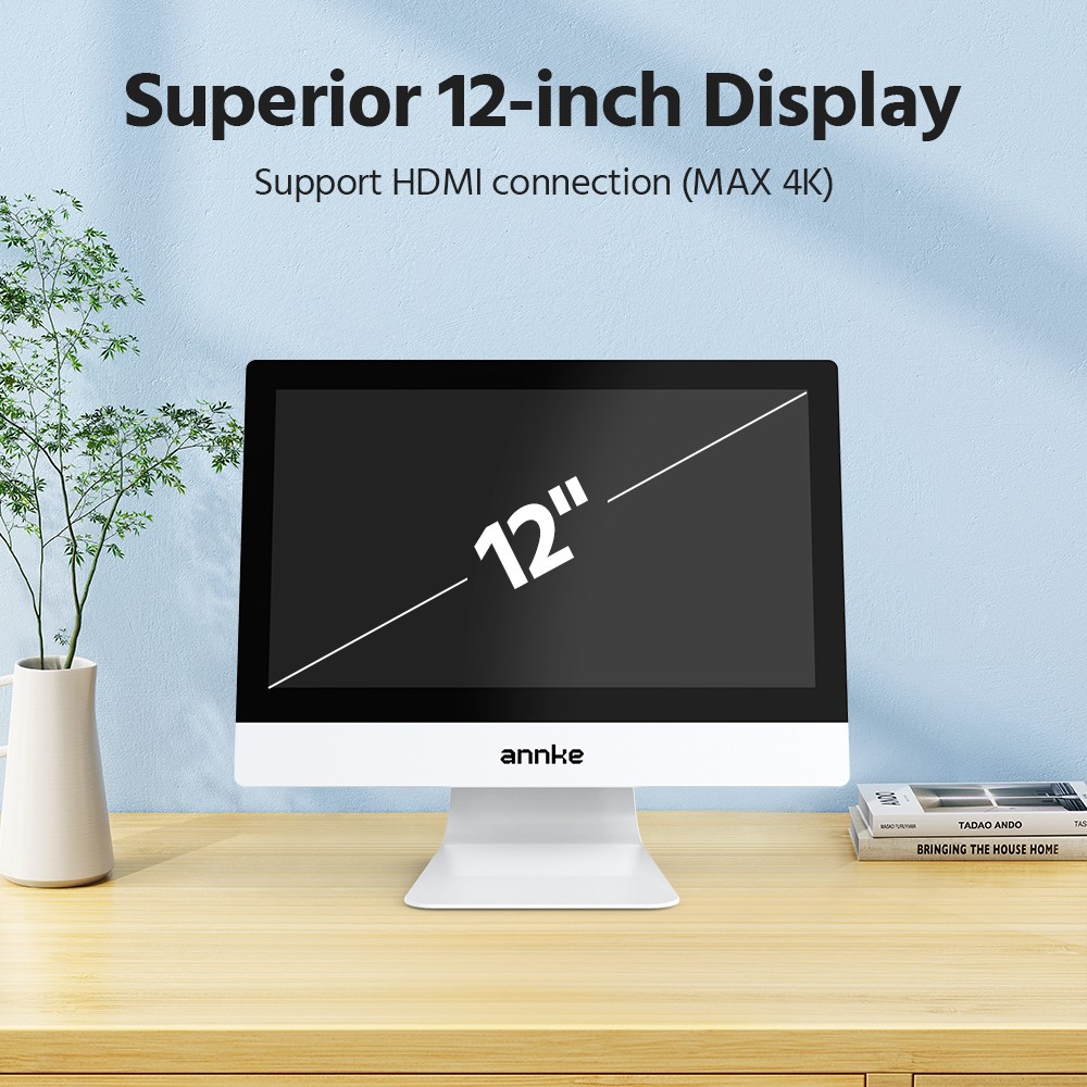 ANNKE Wireless 10CH 12″ Monitor 4MP PT Solar Security Camera System Two-Way Talk
