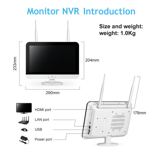 Wireless 10CH Monitor IP Security Camera System 5MP Two Way Audio Auto-Tracking