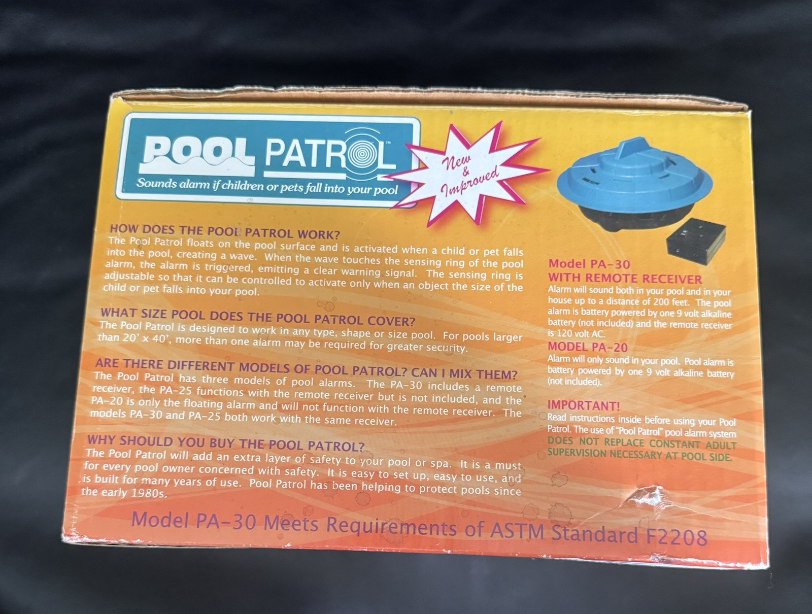 BRAND NEW! Pool Patrol: Floating Pool Alarm (Certified ASTM Safety Spec. F2208)