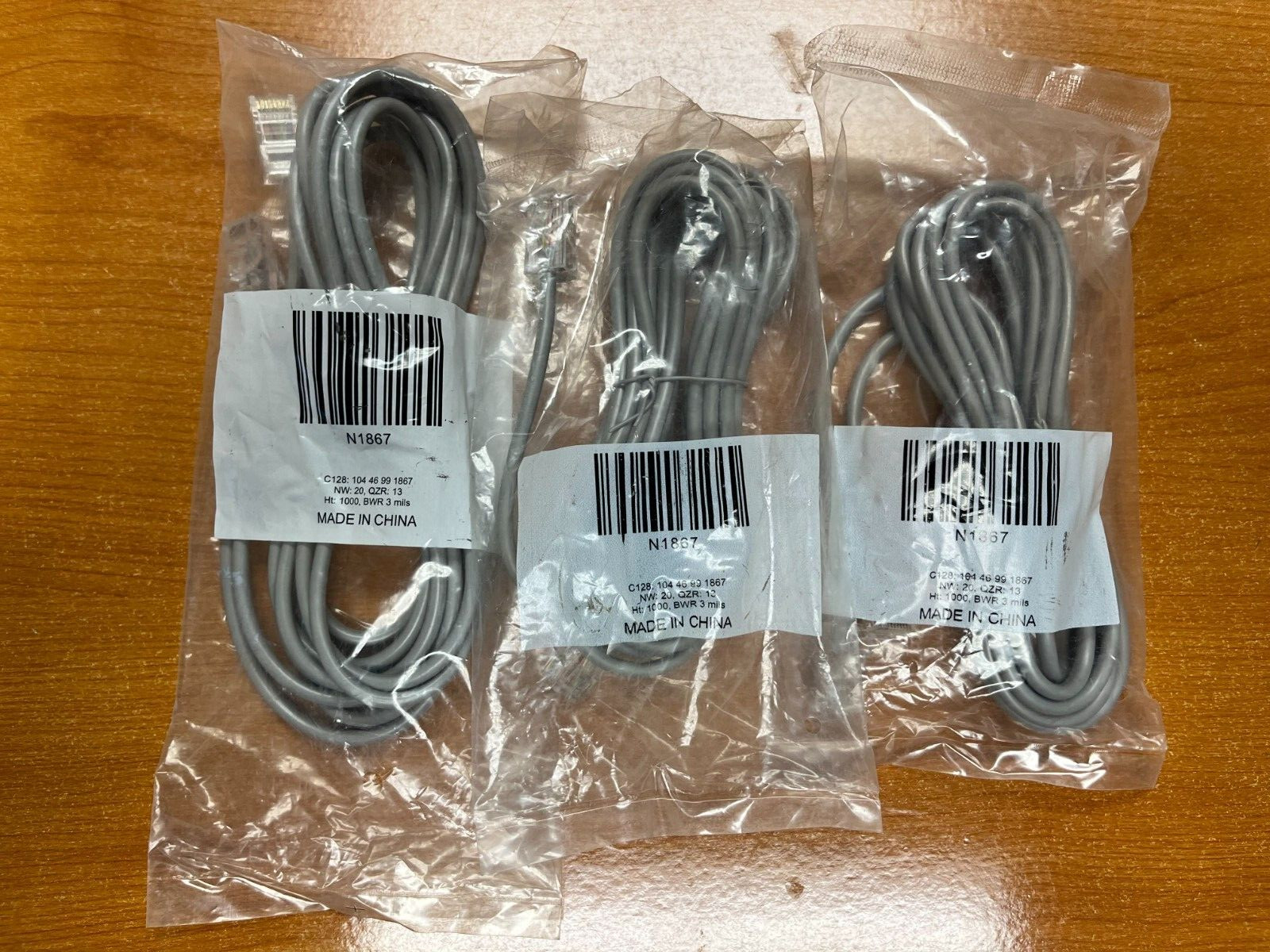 Set of 3 – Honeywell Ademco N1867 CORD,PHONE,8 POS, 10FT NEW