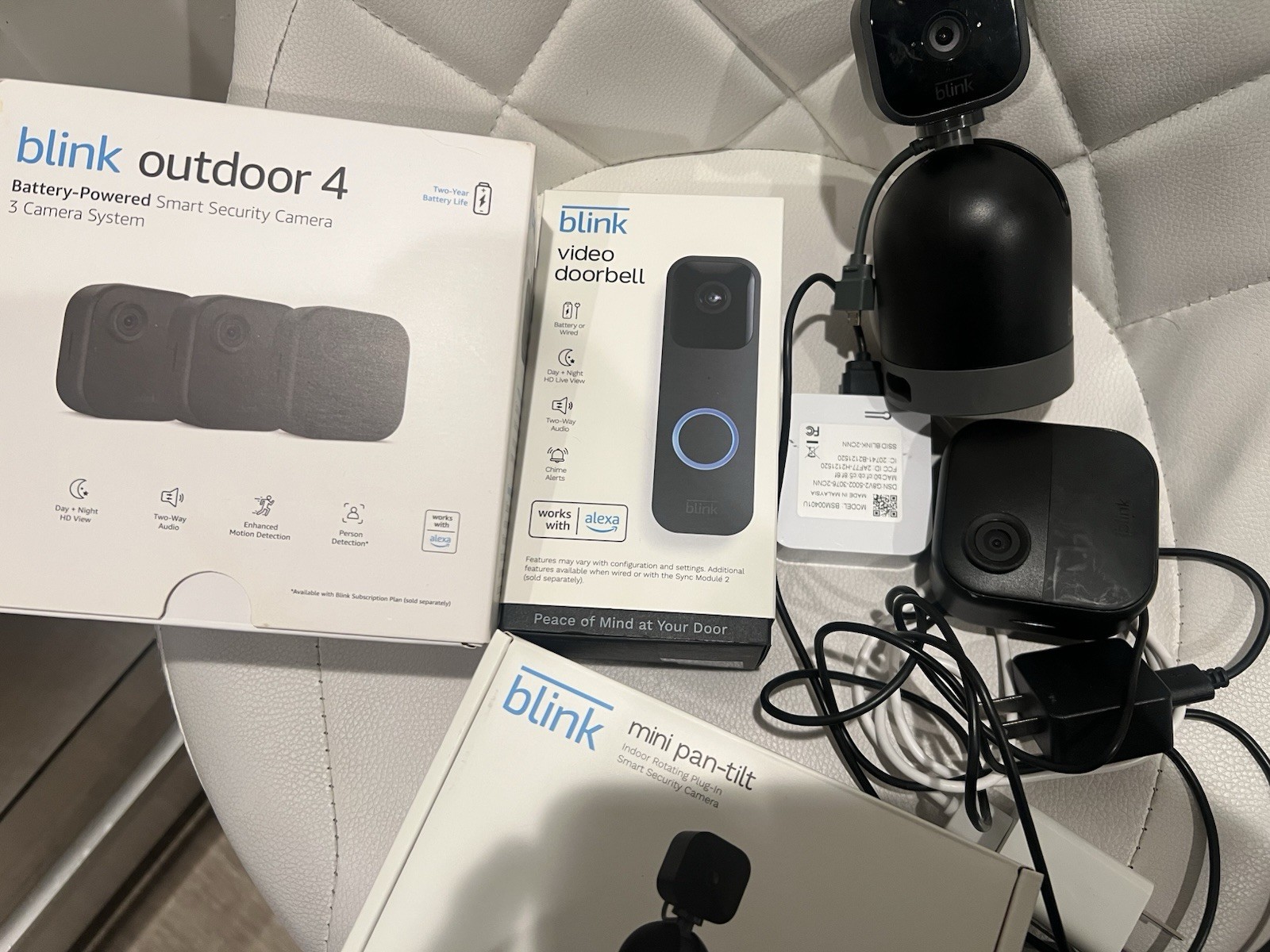 Blink Outdoor 4 3-Cam System + Video Doorbell, Wi‑Fi Alexa, 2-Way Audio