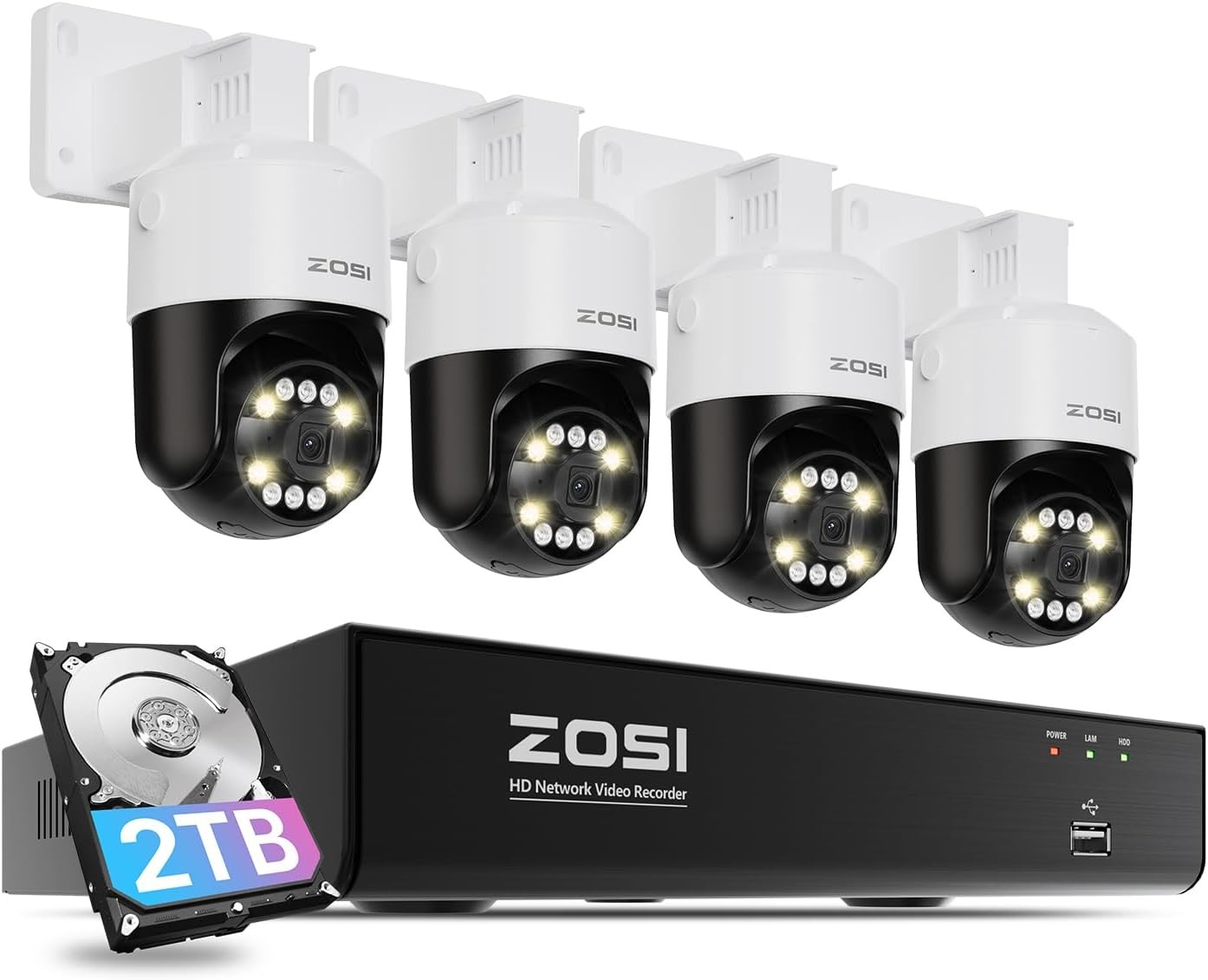 ZOSI C290/C296 8CH 4K NVR PoE Security Camera System 4x8MP Outdoor Camera 2TBHDD