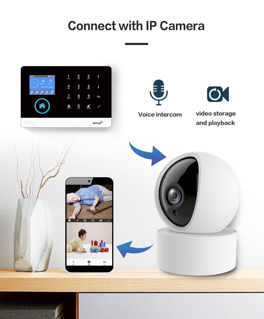 Wirless Intelligent Burglar Home Security Alarm System 433MHz GSM App Control