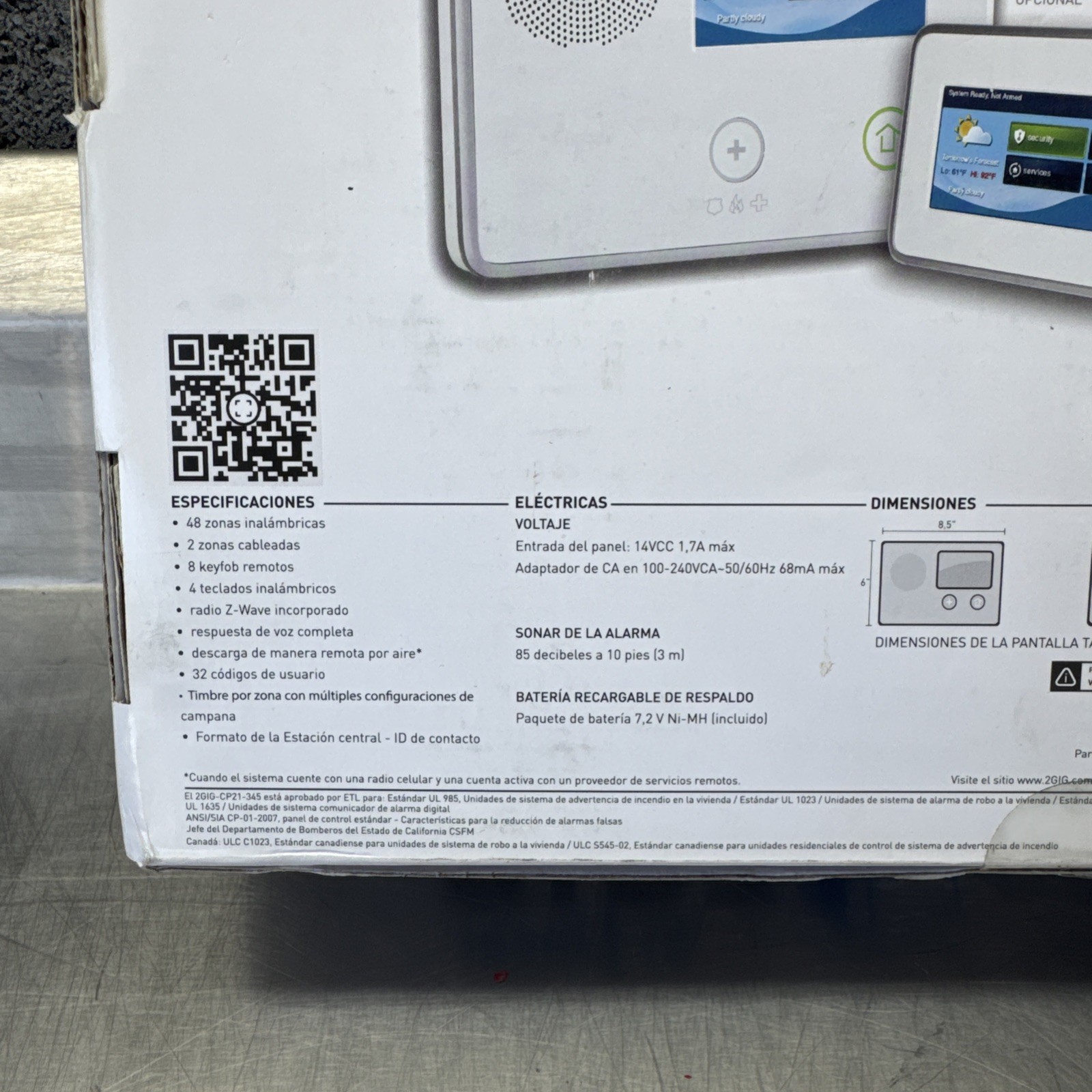 2GIG-CP21-345S Touch Screen Alarm Control Security Panel Brand New
