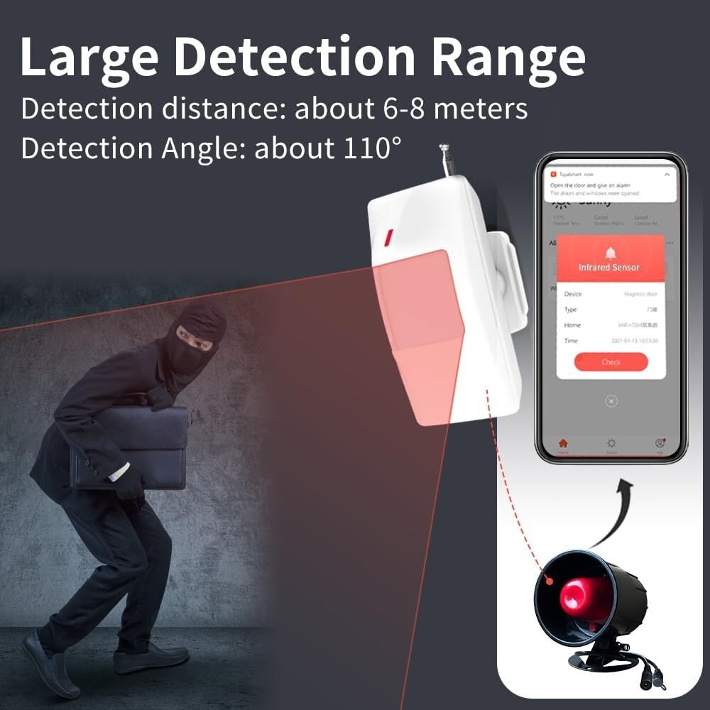 Tuya app WiFi Version, Home Alarm, Store Anti-Theft Alarm, Office Infrared door