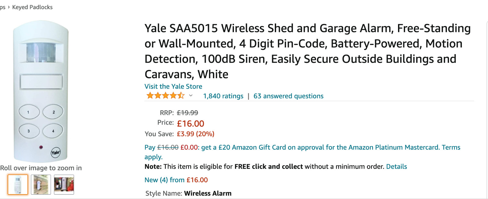 Burglar alarm Argus MA 20, 130 DB, IR (4 pieces pack )