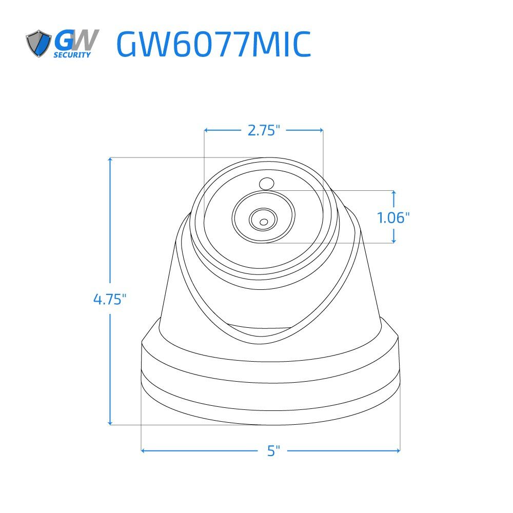 GW 6MP 3.6mm Wide Angle Lens Waterproof Microphone Turret PoE IP Security Camera