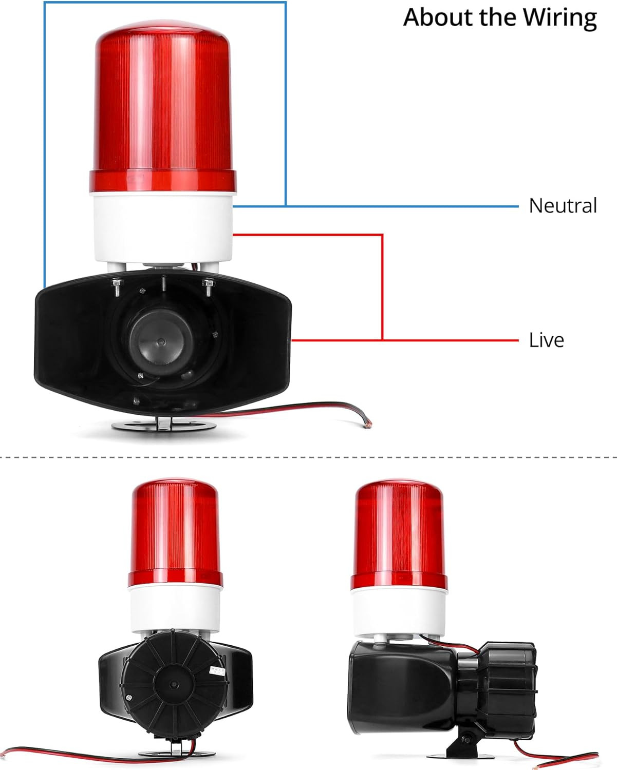 AC110V Sound and Light Alarm, 115Db High-Intensity Alarm with 90-150 Flashes per