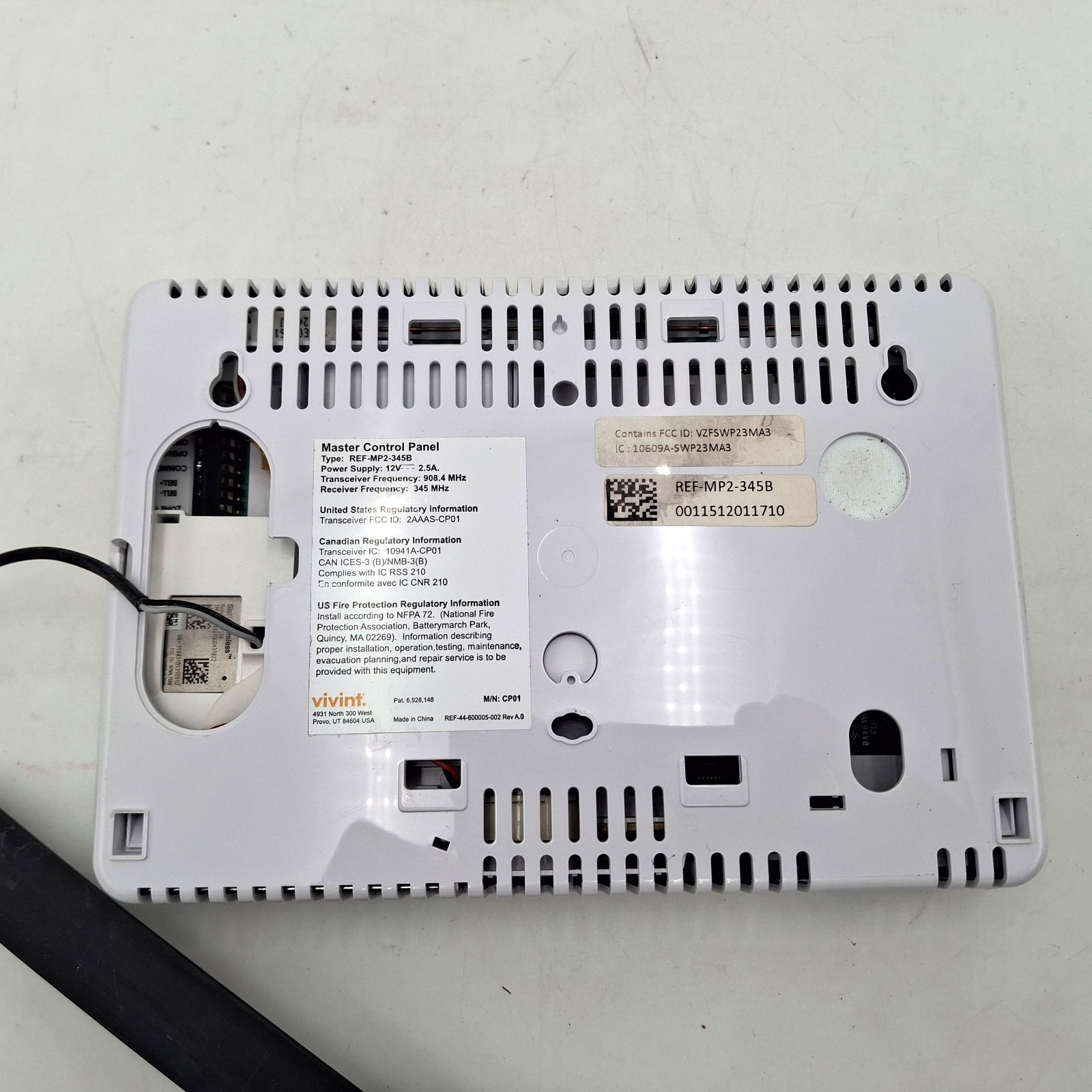 Vivint Master Control Panel REF-MP2-345B & Power Supply Parts Only Untested