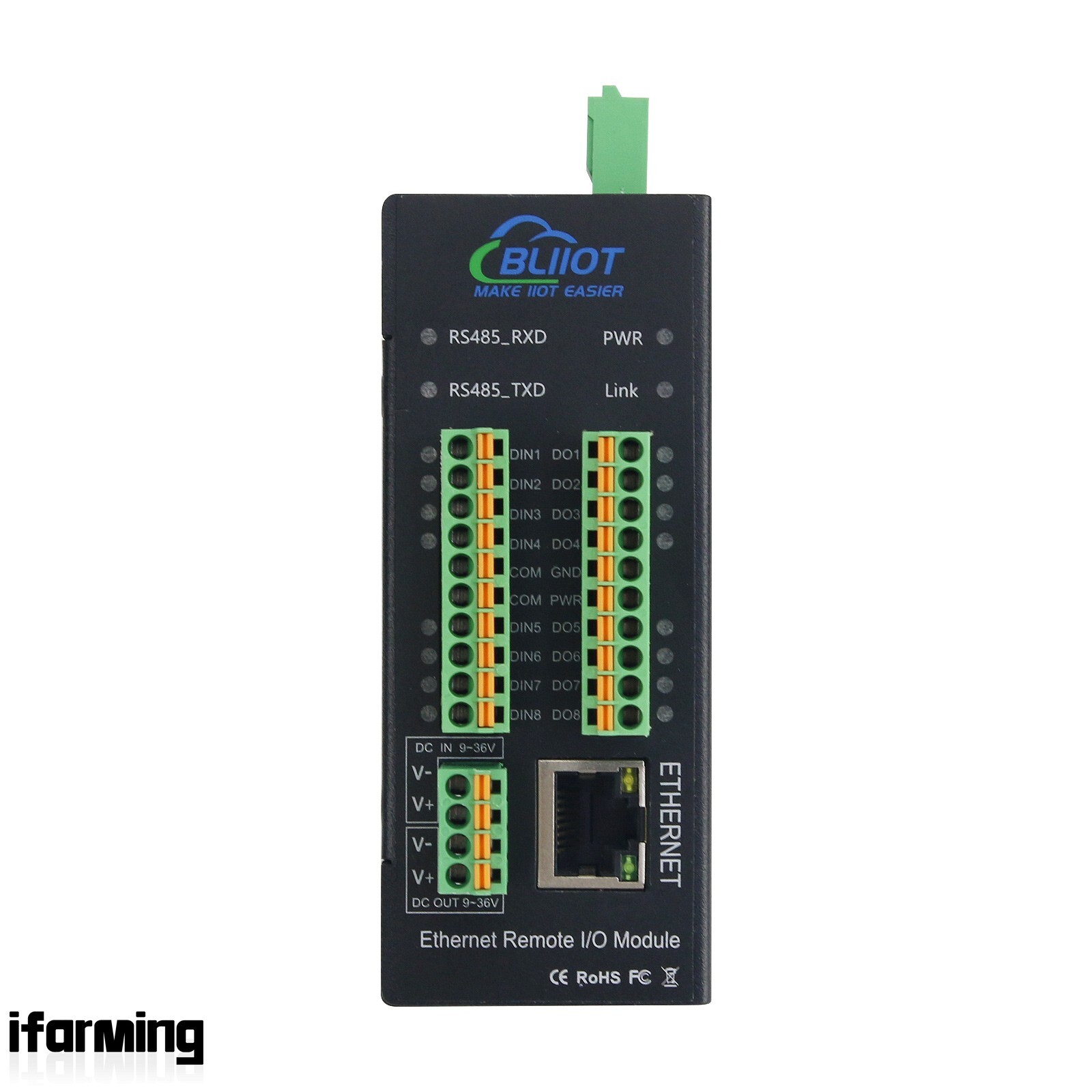 M140T Ethernet Remote IO Module Data Acquisition Module 8DI+8DO+1RS485+1Rj45 ifa