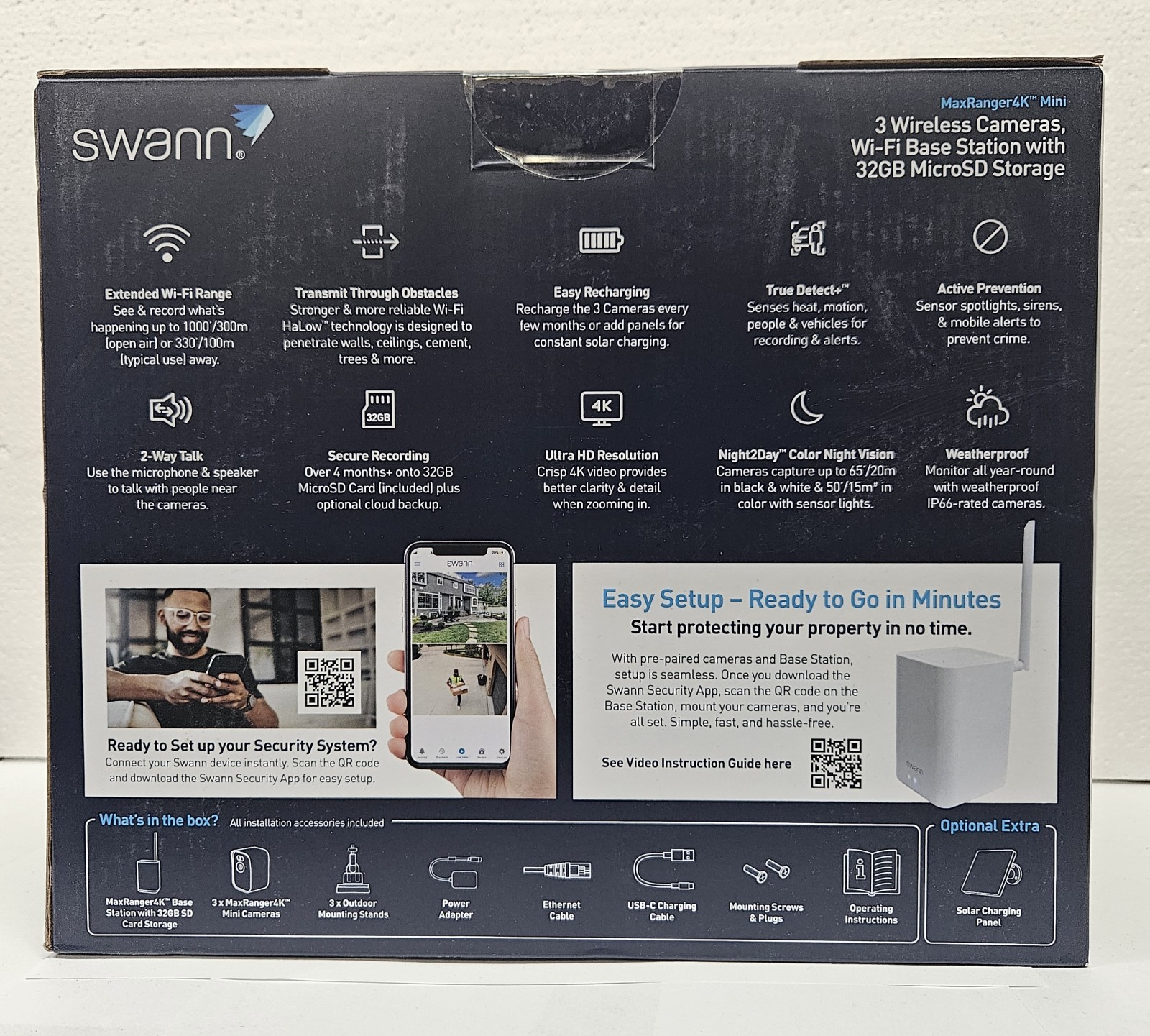 Swann MaxRanger4K Mini 3-Camera Long-Range Wireless Security System