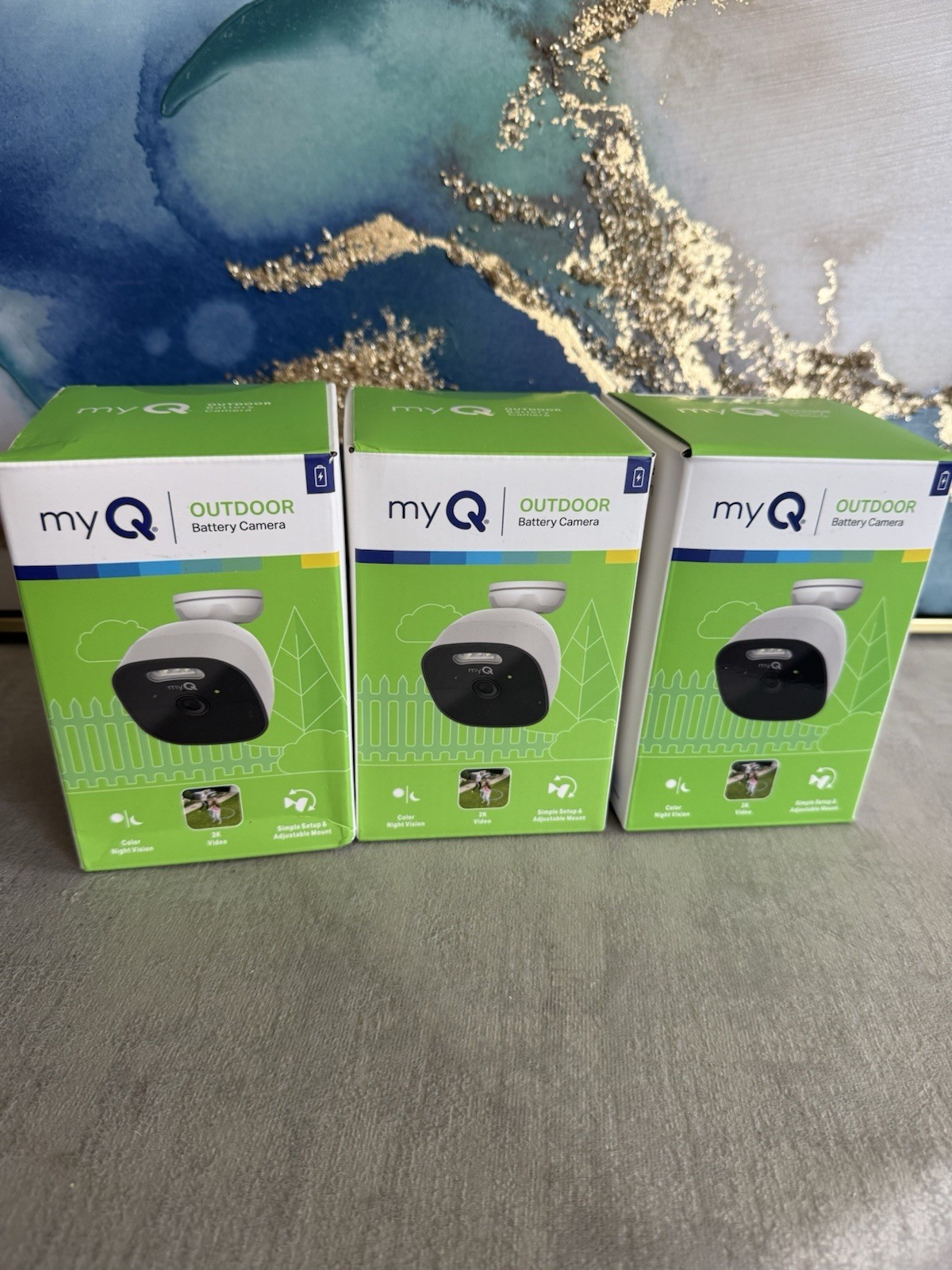 myQ Outdoor Battery Camera 3-Pack 2K Color Night Vision Spotlight Wi-Fi