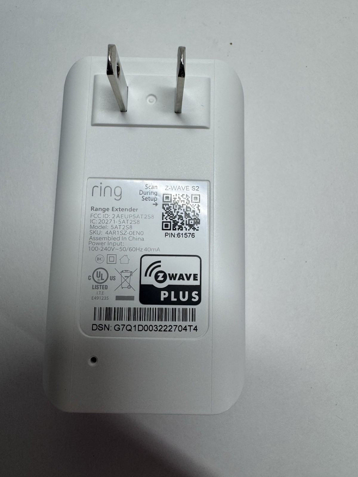 Ring Alarm – Range Extender – Z Wave Plus 2nd Gen (5AT2S8) White