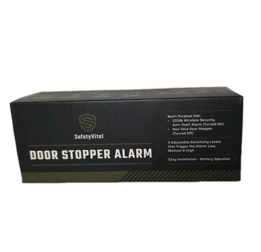 NEW SafetyVital Portable Wireless Security Door Stoppers w/ Alarm