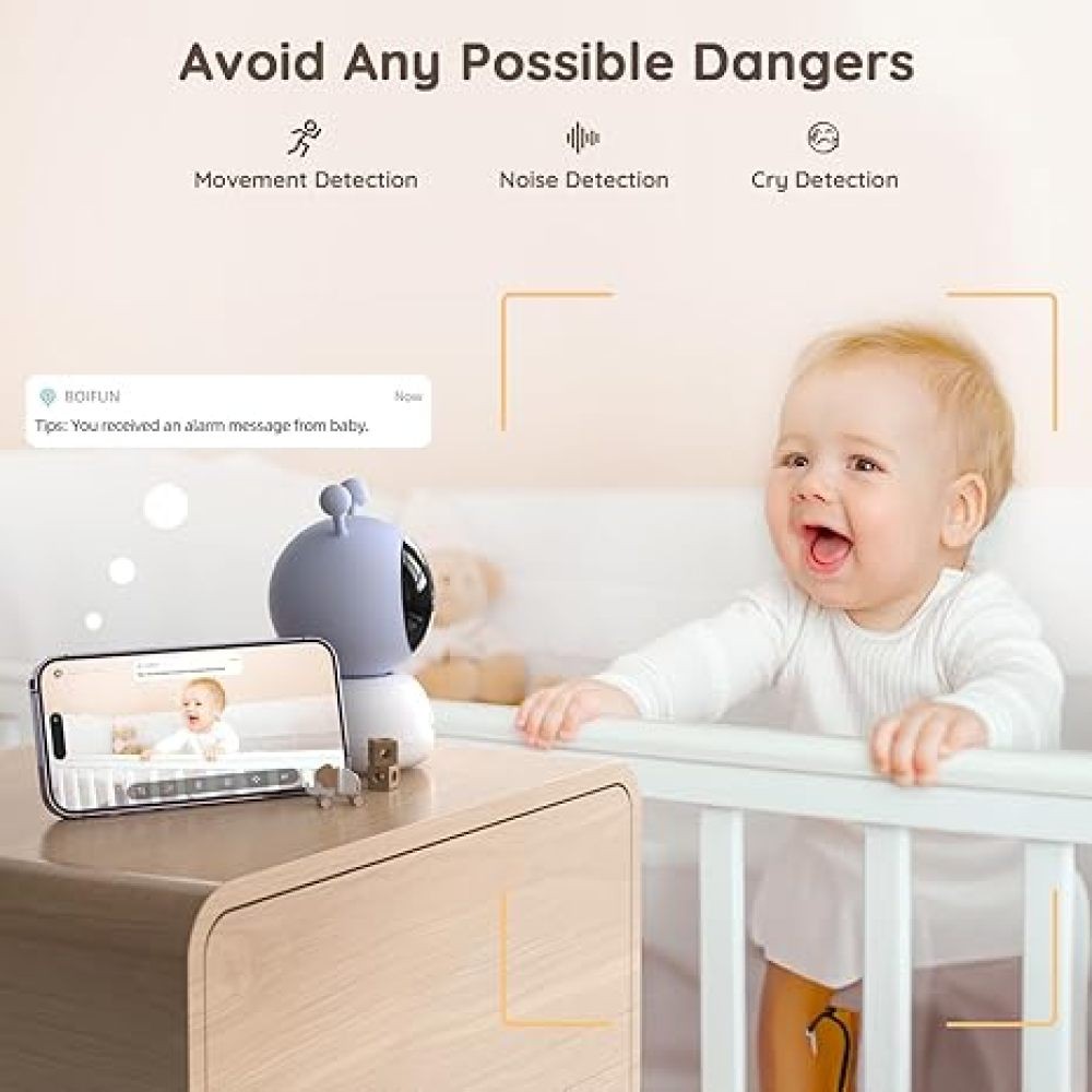 2Pack 2K WiFi Baby Monitor with Camera and Audio, Colorful Night Light,for baby