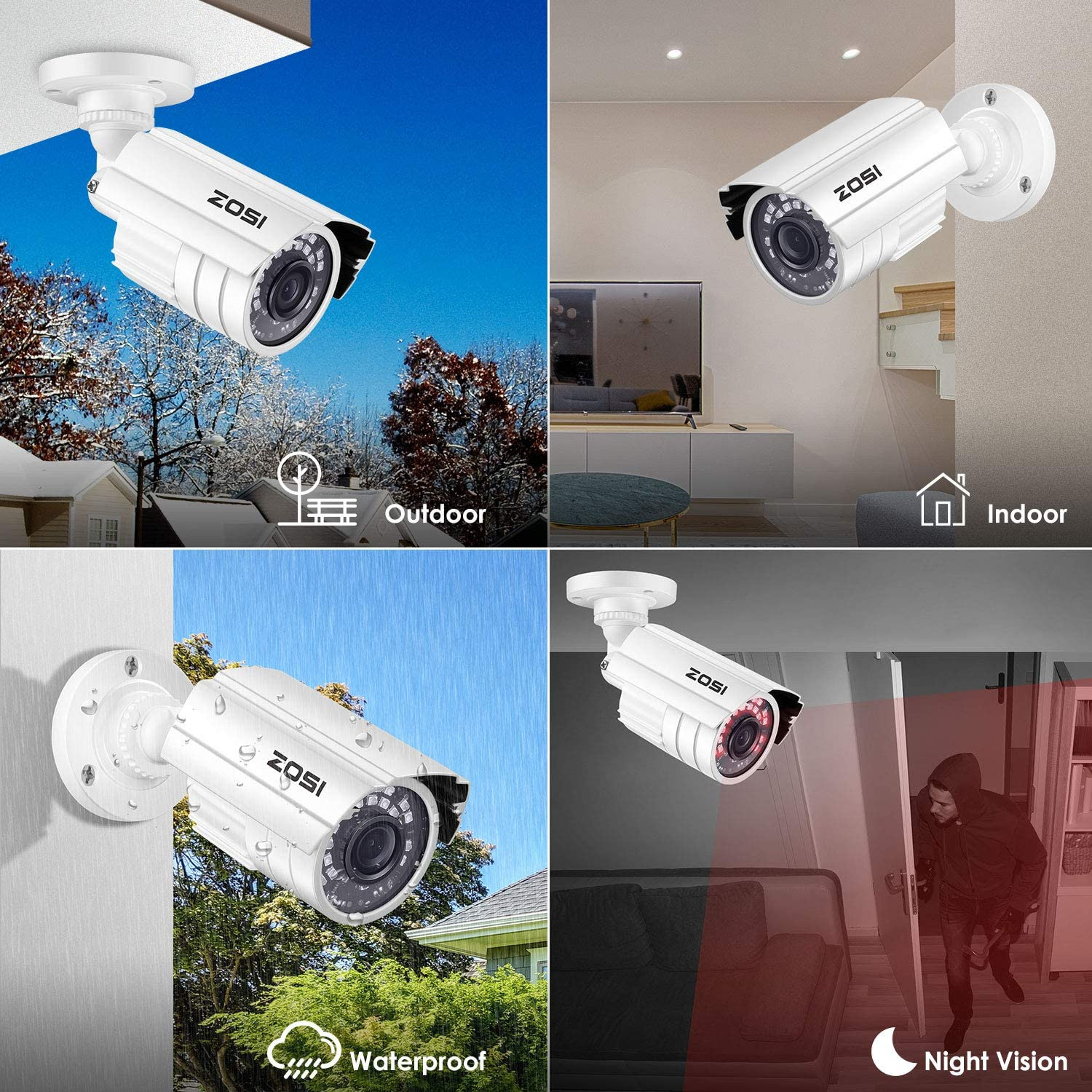 ZOSI 8CH H.265+ 5mp Lite DVR HD 1080p Home Outdoor CCTV Security Camera System