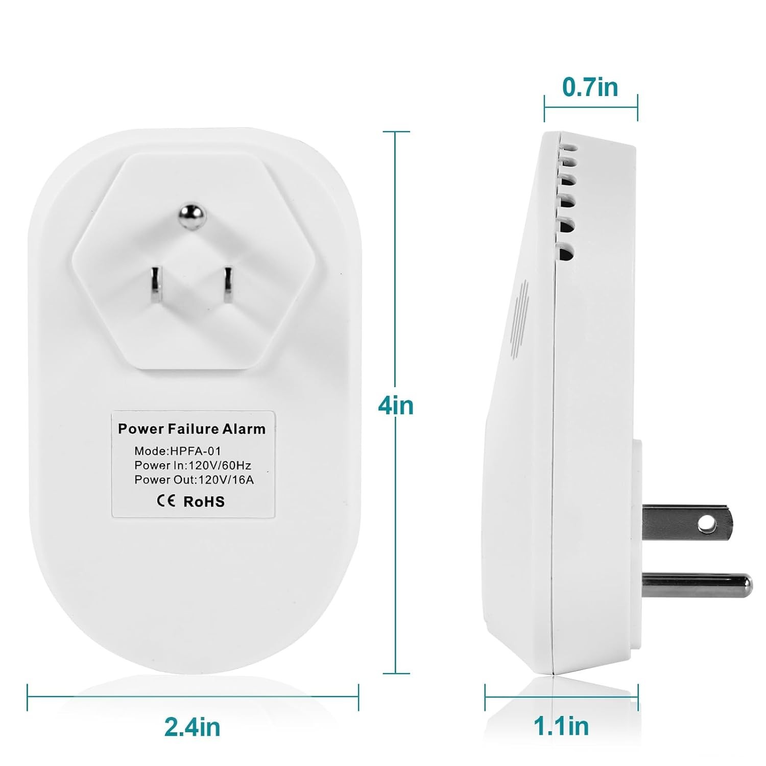 Power Failure Alarm 80dB Siren with Rechargeable Battery for High-Power Devices