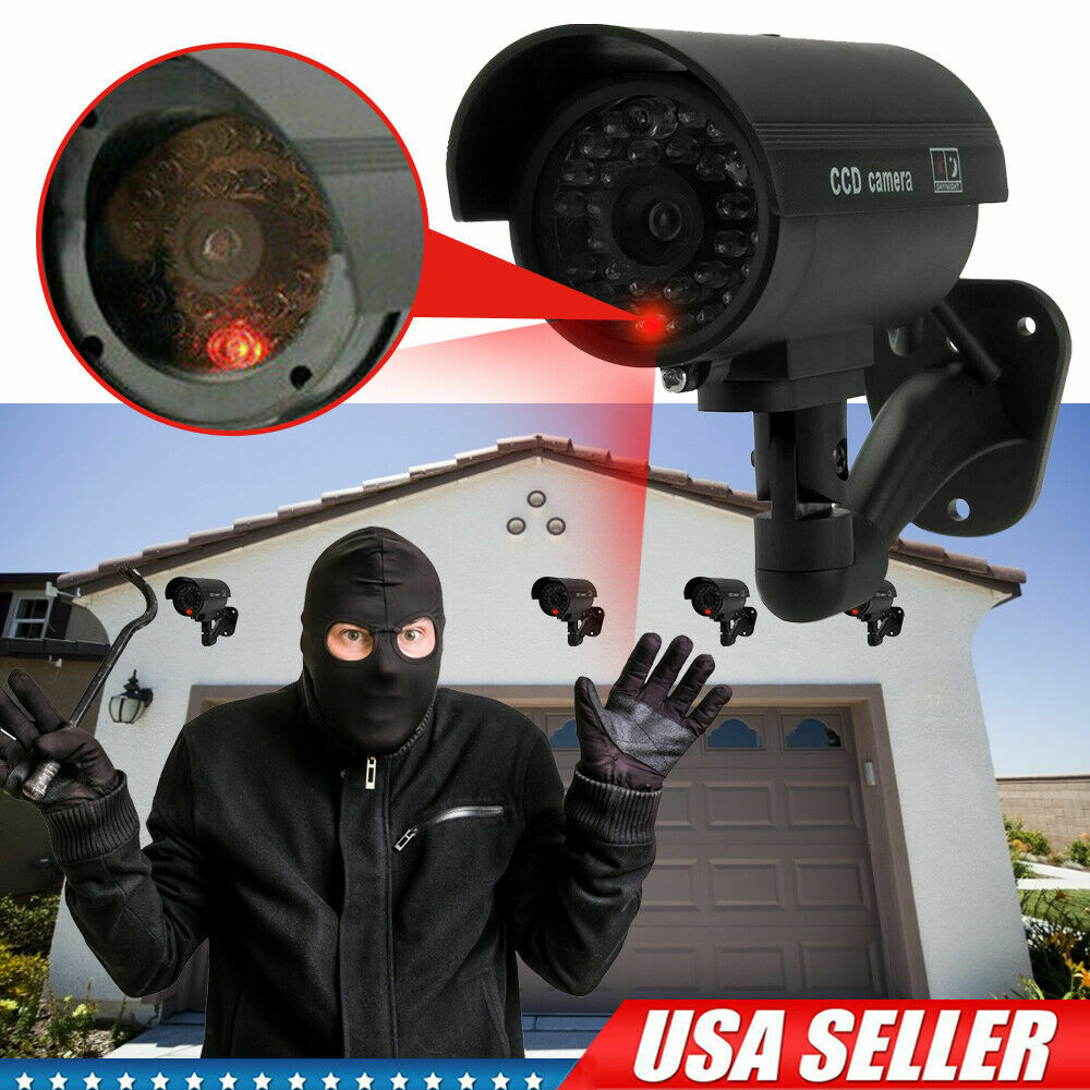 1pcs/2pcs Dummy Security Camera Fake LED Blink Light Outdoor Surveillance CCTV