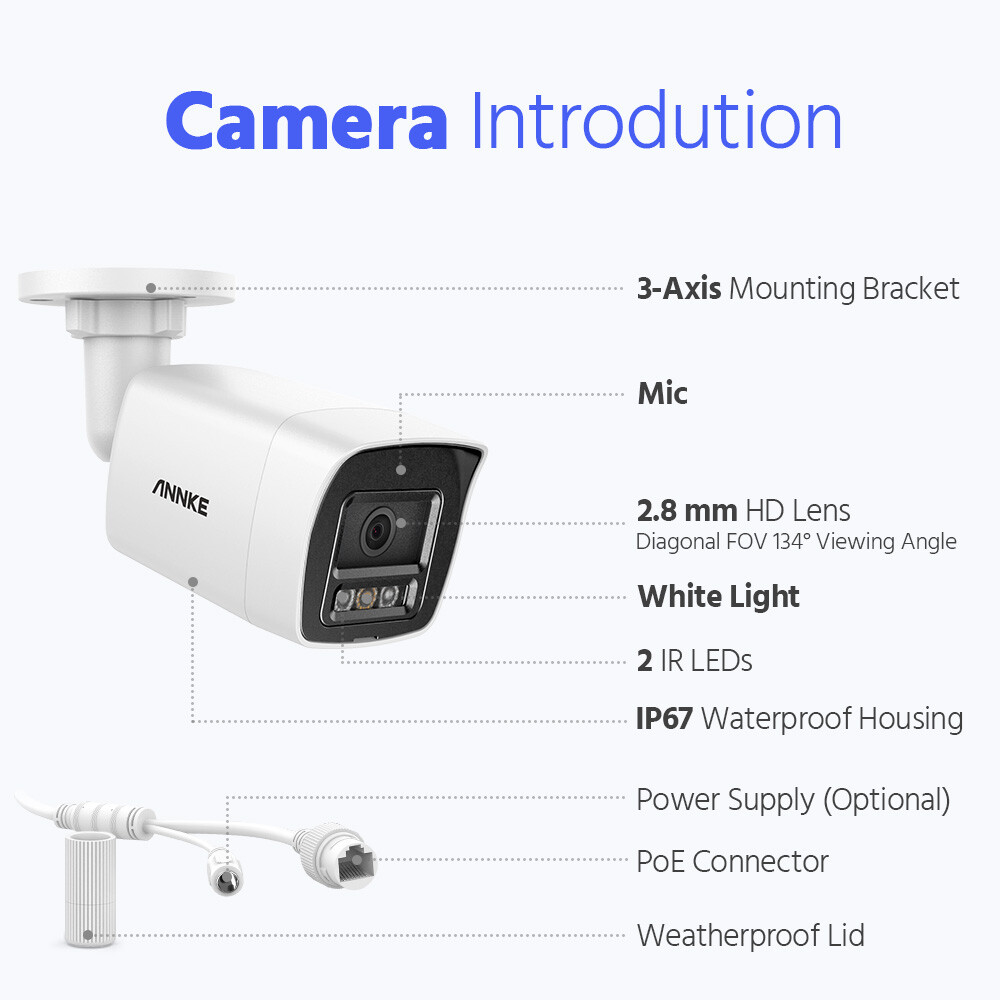ANNKE 12MP Color Night Vision PoE Security Camera Human Vehicle Detection H.265+