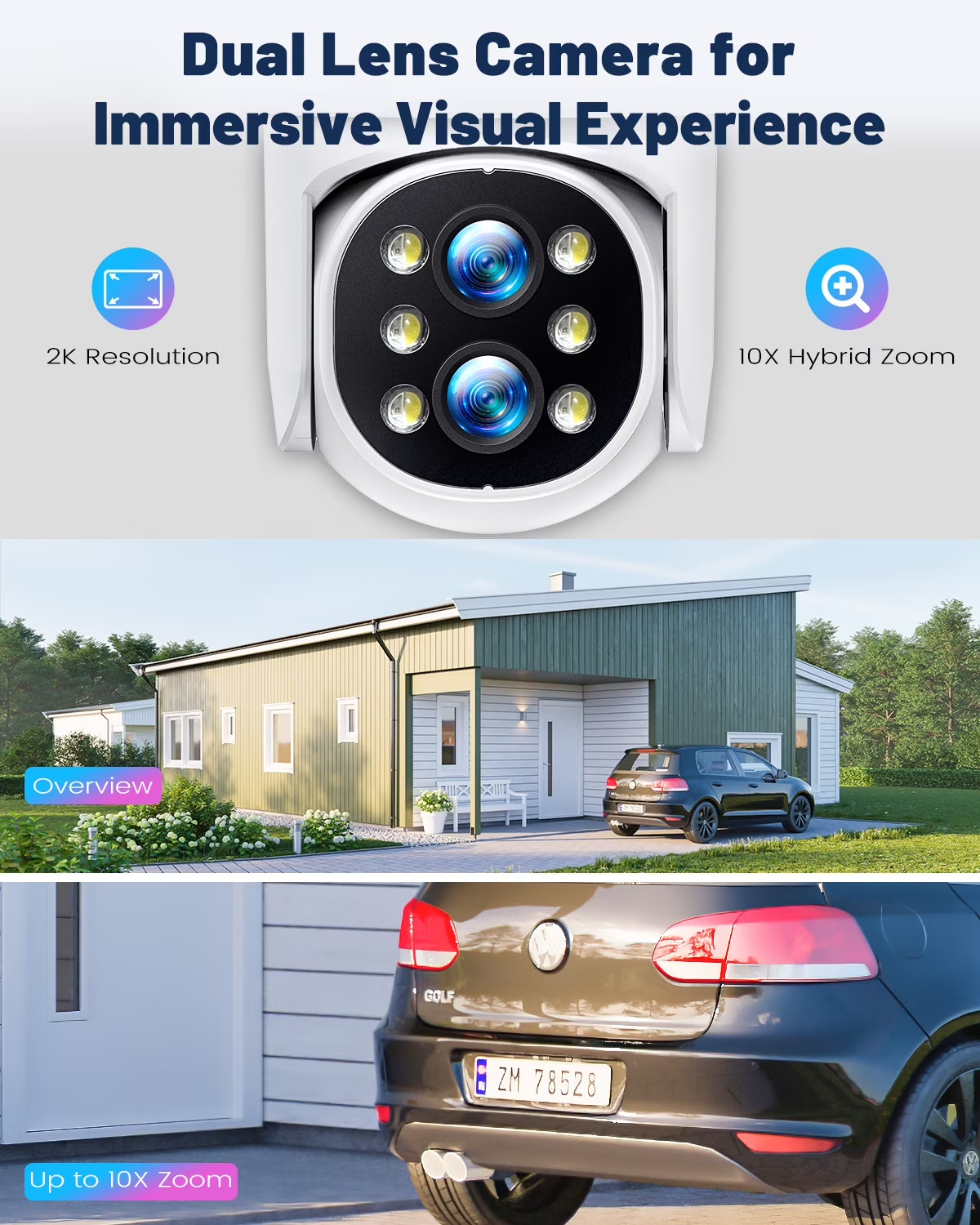 SC37 10CH Wired Security Camera System Outdoor with 500G Hard Drive, 2K 10.1″ LC