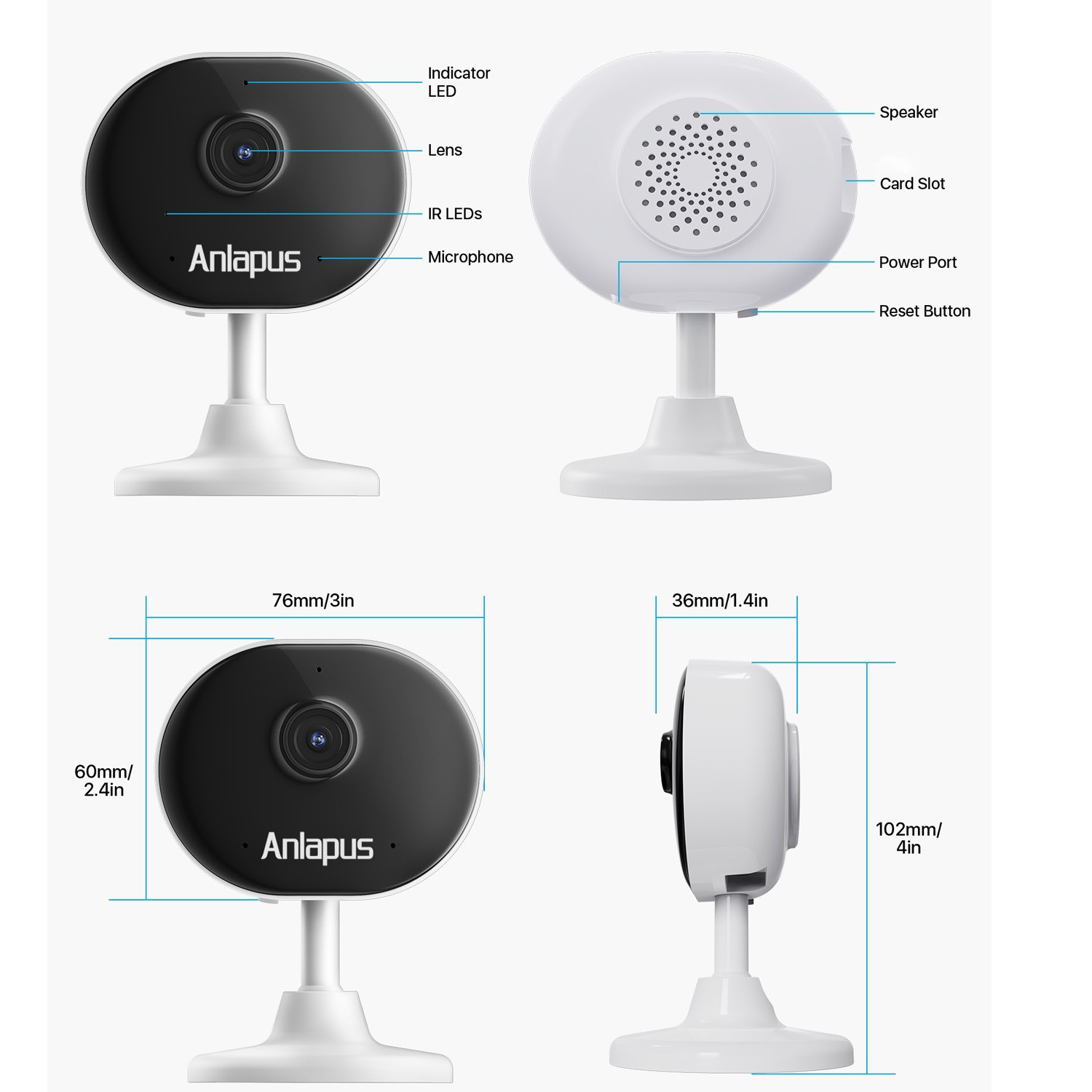 ZOSI 2Pcs Security WiFi Camera Home Baby/Pet Monitor Surveillance Indoor 1080P