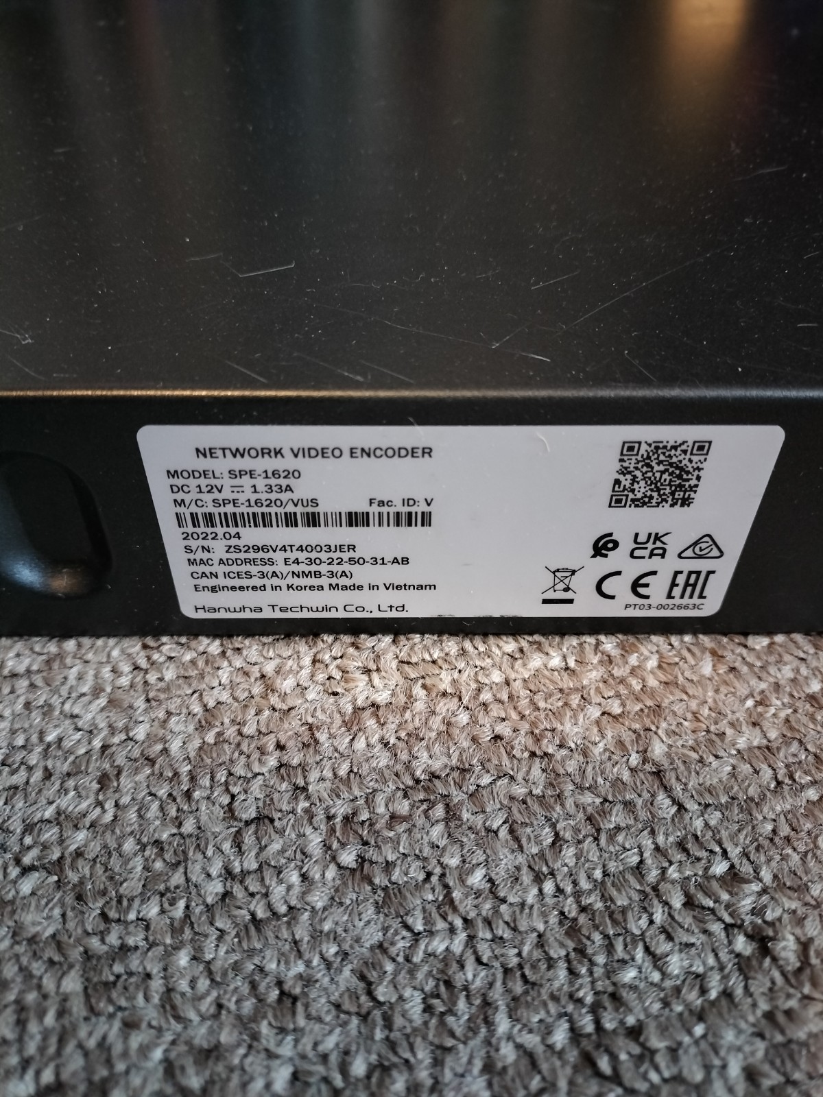 Hanwha Techwin WiseNet SPE-1620 16-Channel 2MP Network Security Video Encoder