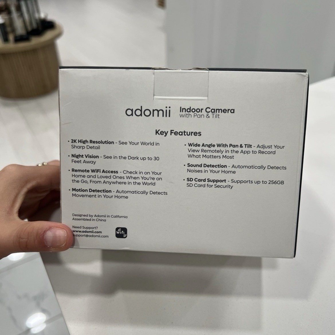 adomii 2K Pan & Tilt Indoor Wi-Fi Camera Night Vision Motion 2-Way Audio